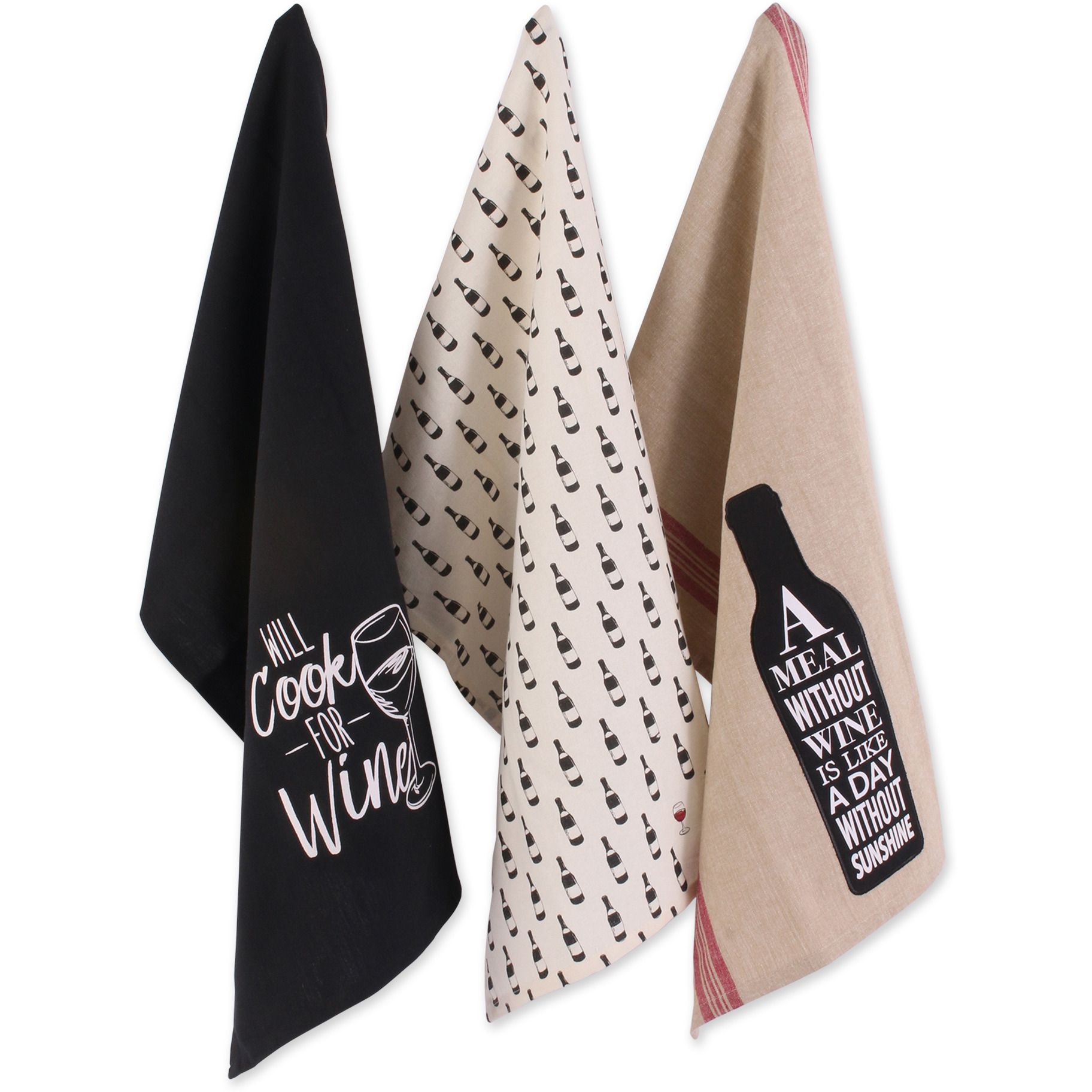 DII Wine & Sunshine Kitchen Textiles, 18x28", Wine & Sunshine, 3 Pieces