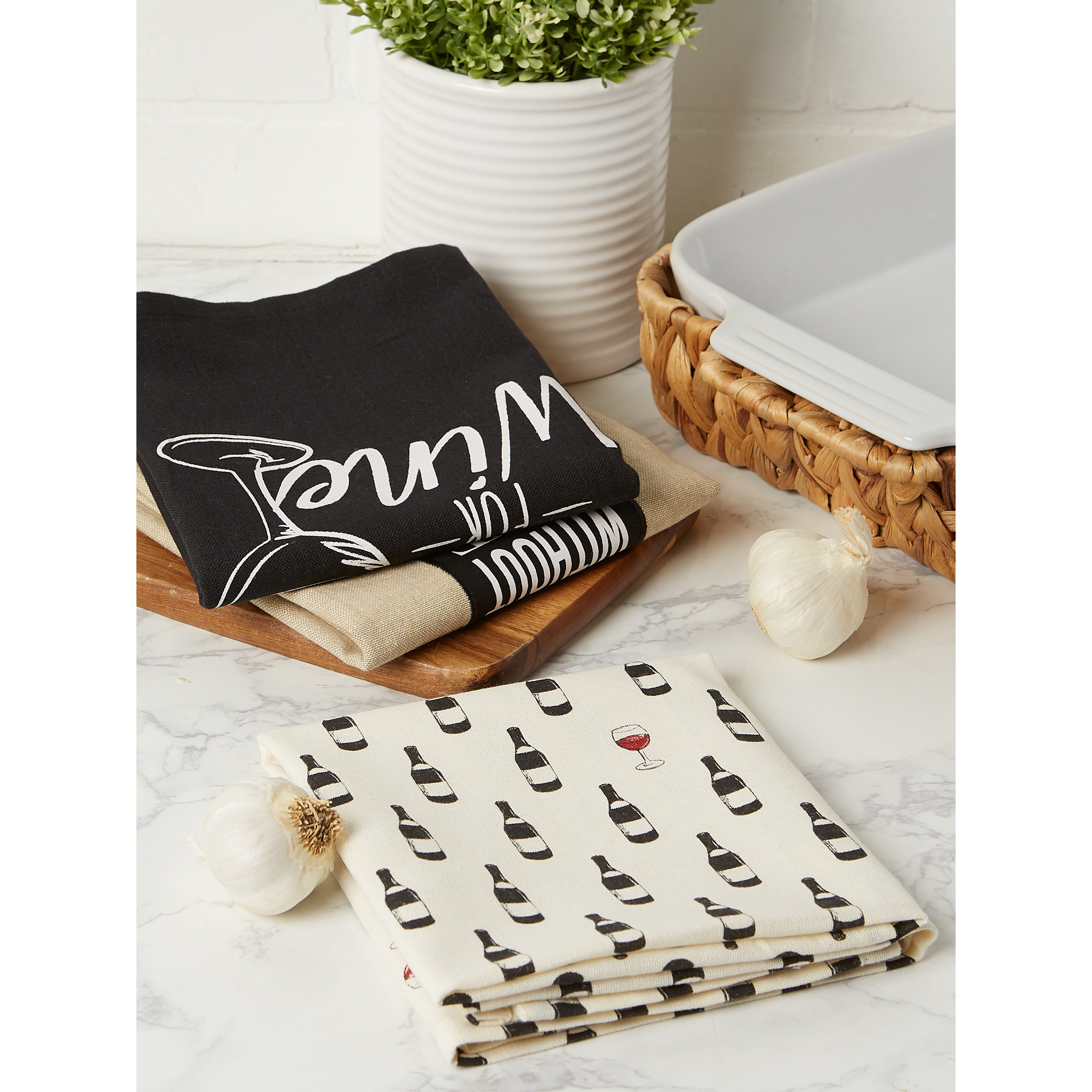 DII Wine & Sunshine Kitchen Textiles, 18x28", Wine & Sunshine, 3 Pieces