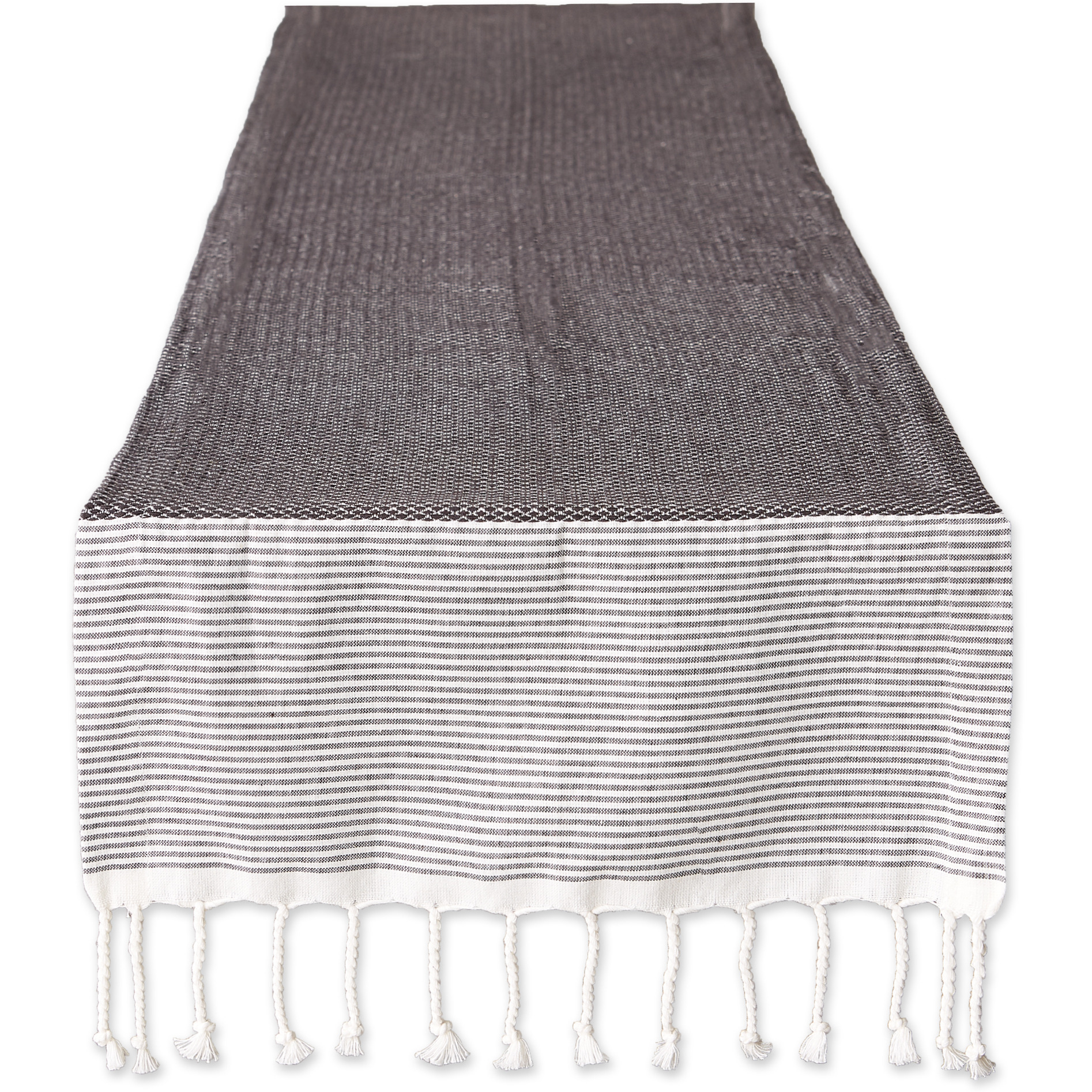 DII Black Bordered Dobby Table Runner 15x108