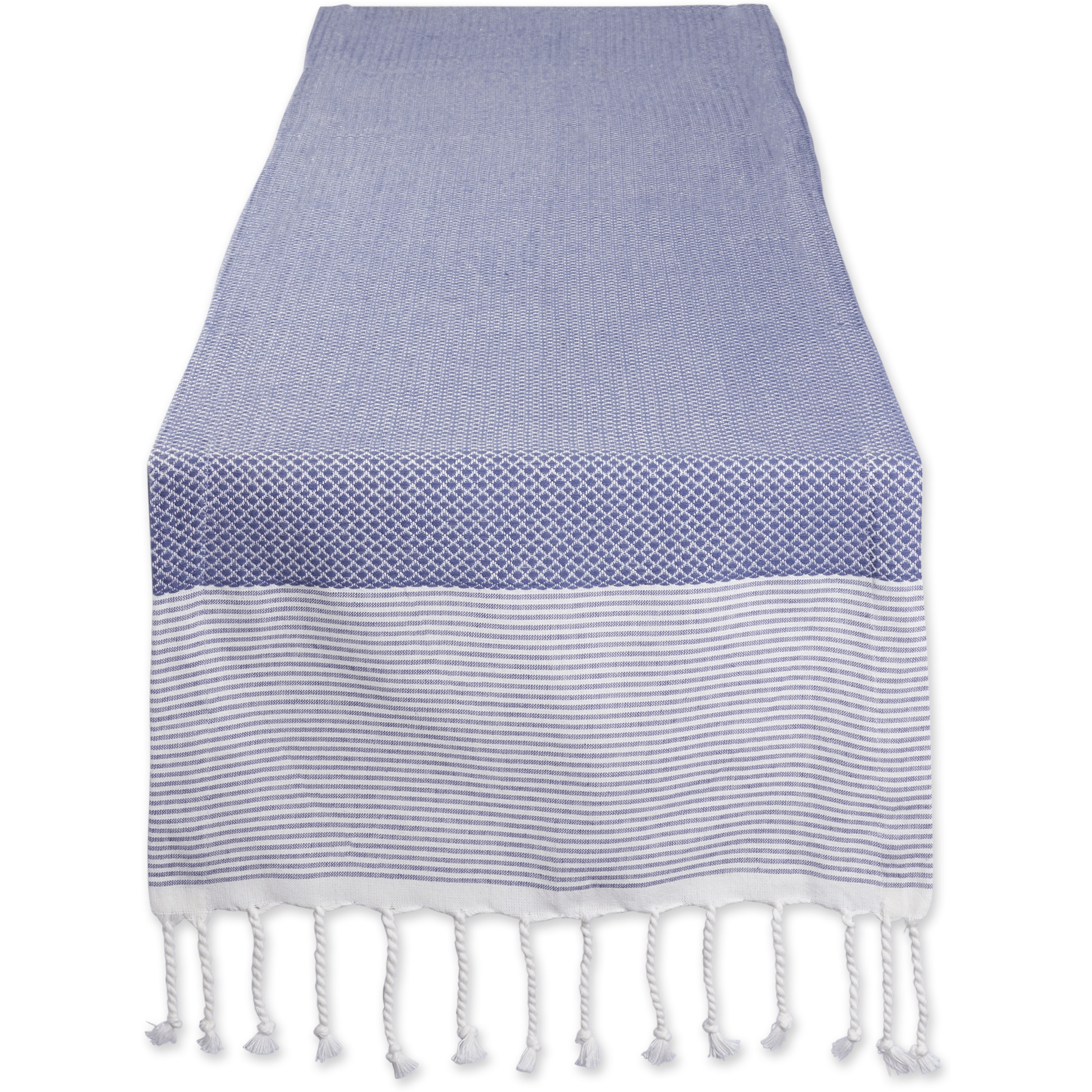 DII French Blue Bordered Dobby Table Runner 15x108