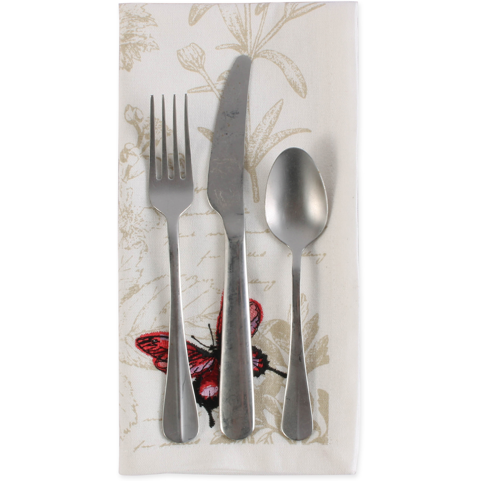 DII Botanical Print Kitchen Textiles, 20x20", Botanical Butterfly, 6 Pieces