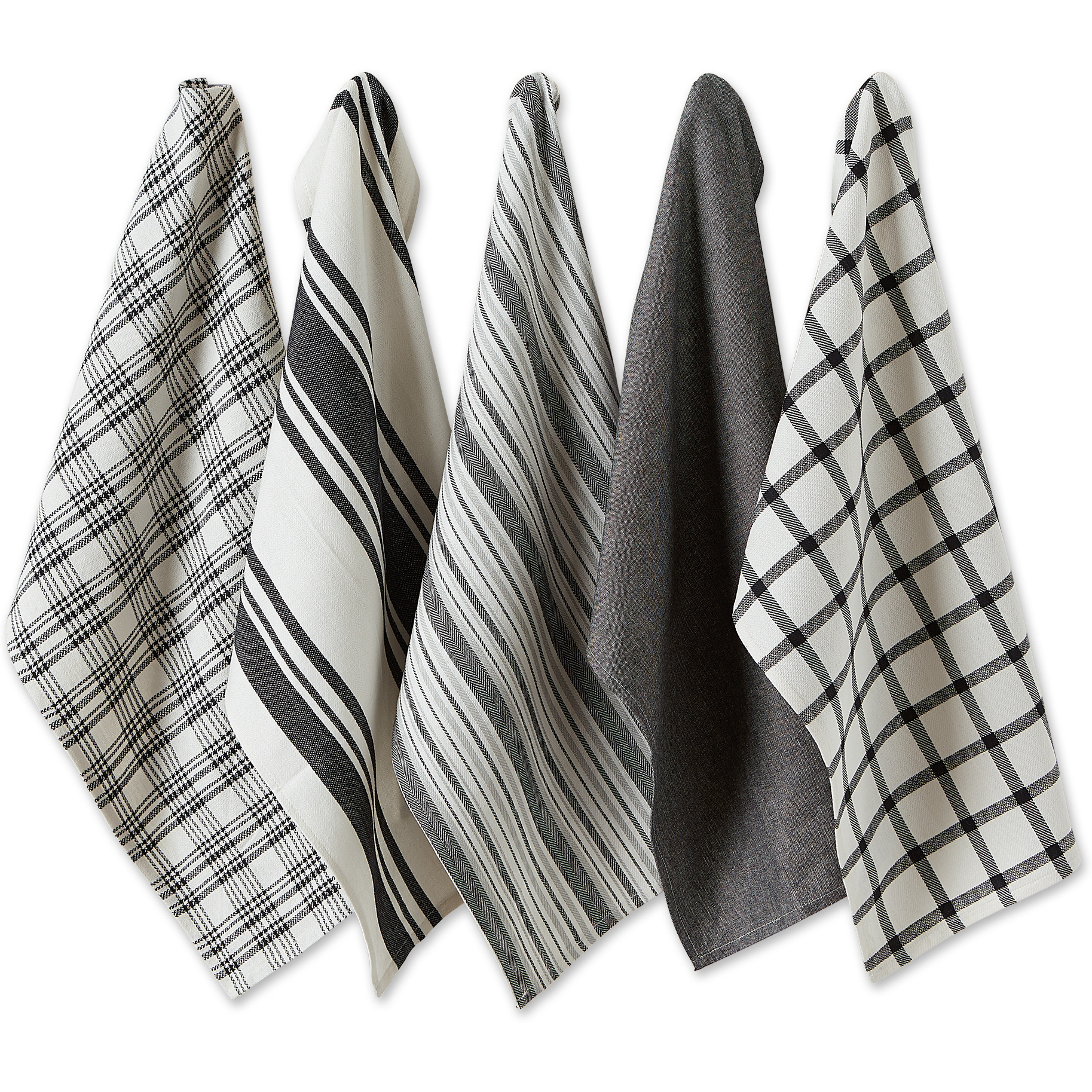 DII Asst Black Woven Dishtowels (Set of 5)