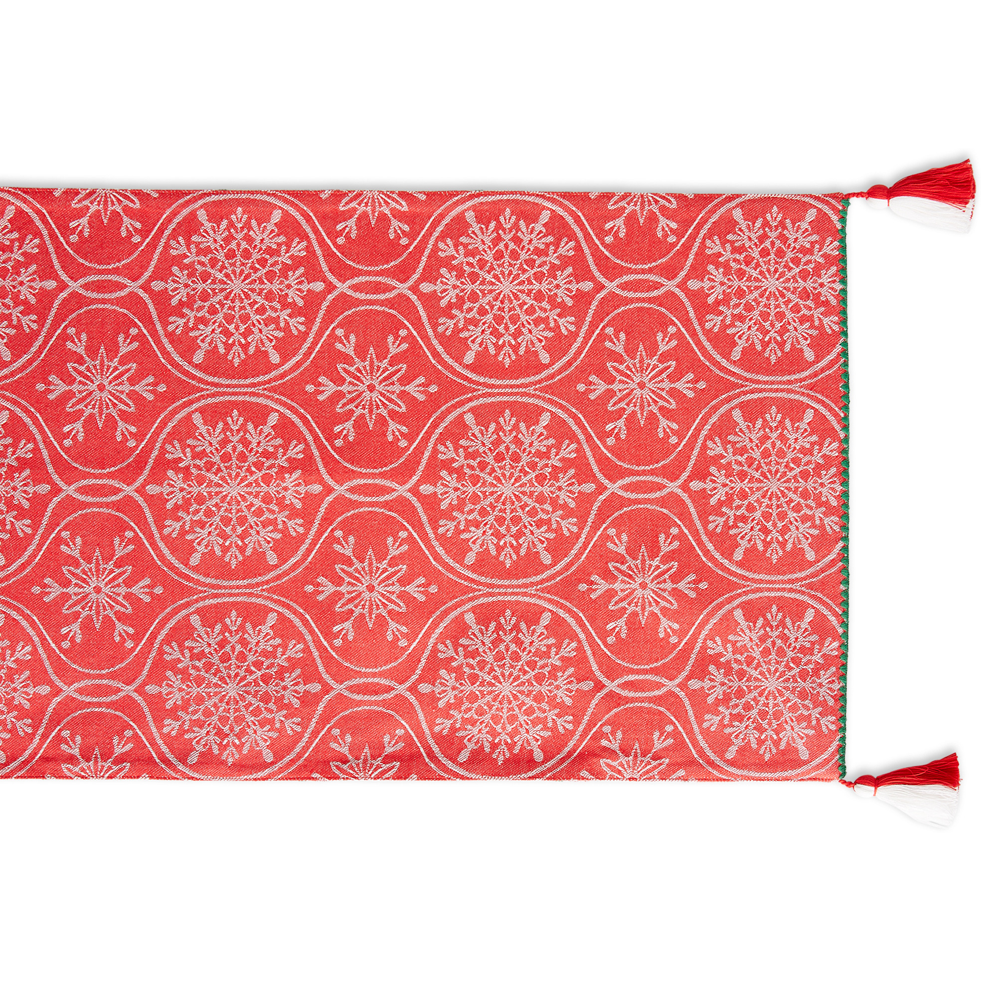 DII Joyful Snowflakes Jacquard Collection For Everyday Use, Holidays and Dinner Parties, Table Runner, 14x108"