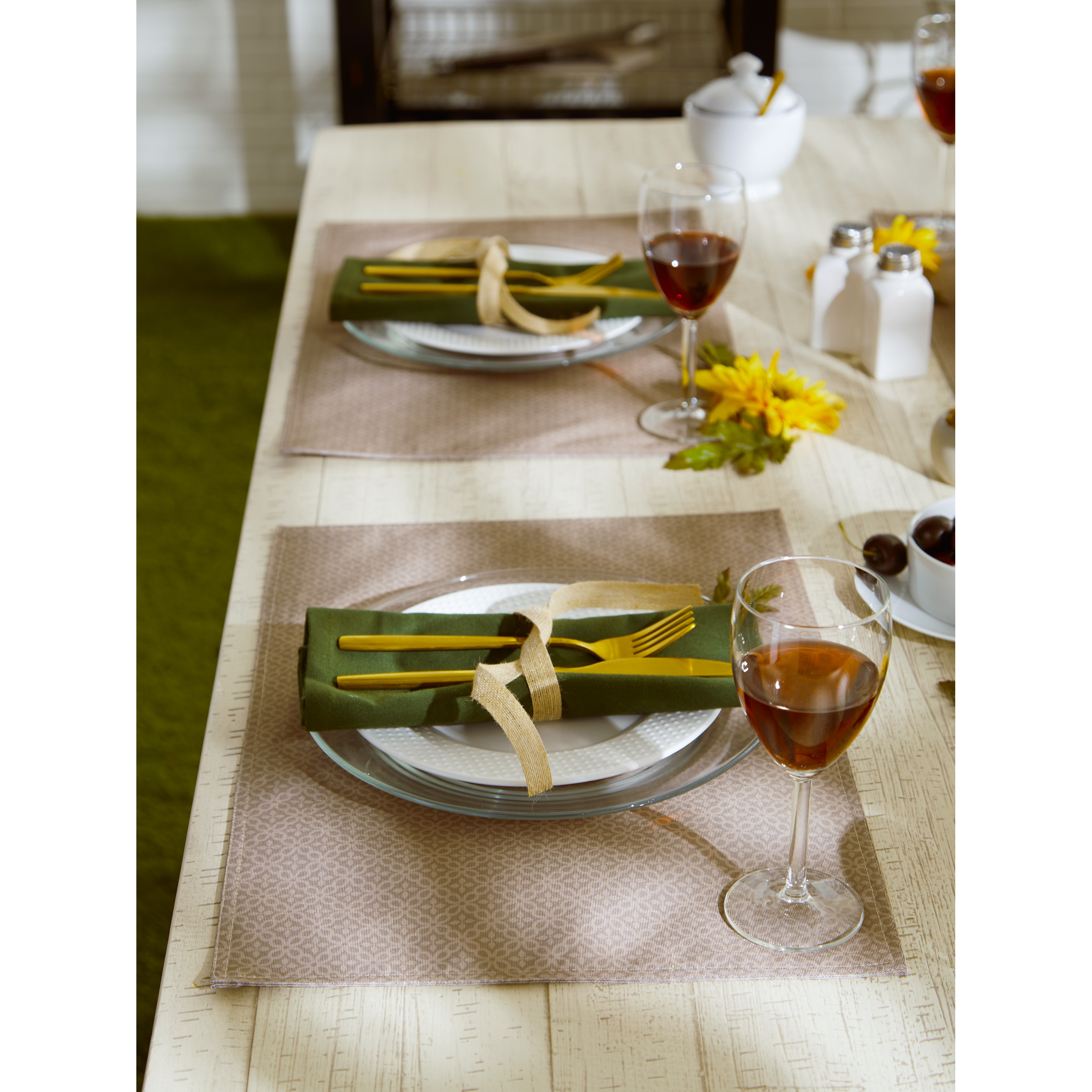 DII Stone Tonal Lattice Print Outdoor  Placemat (Set of 6)