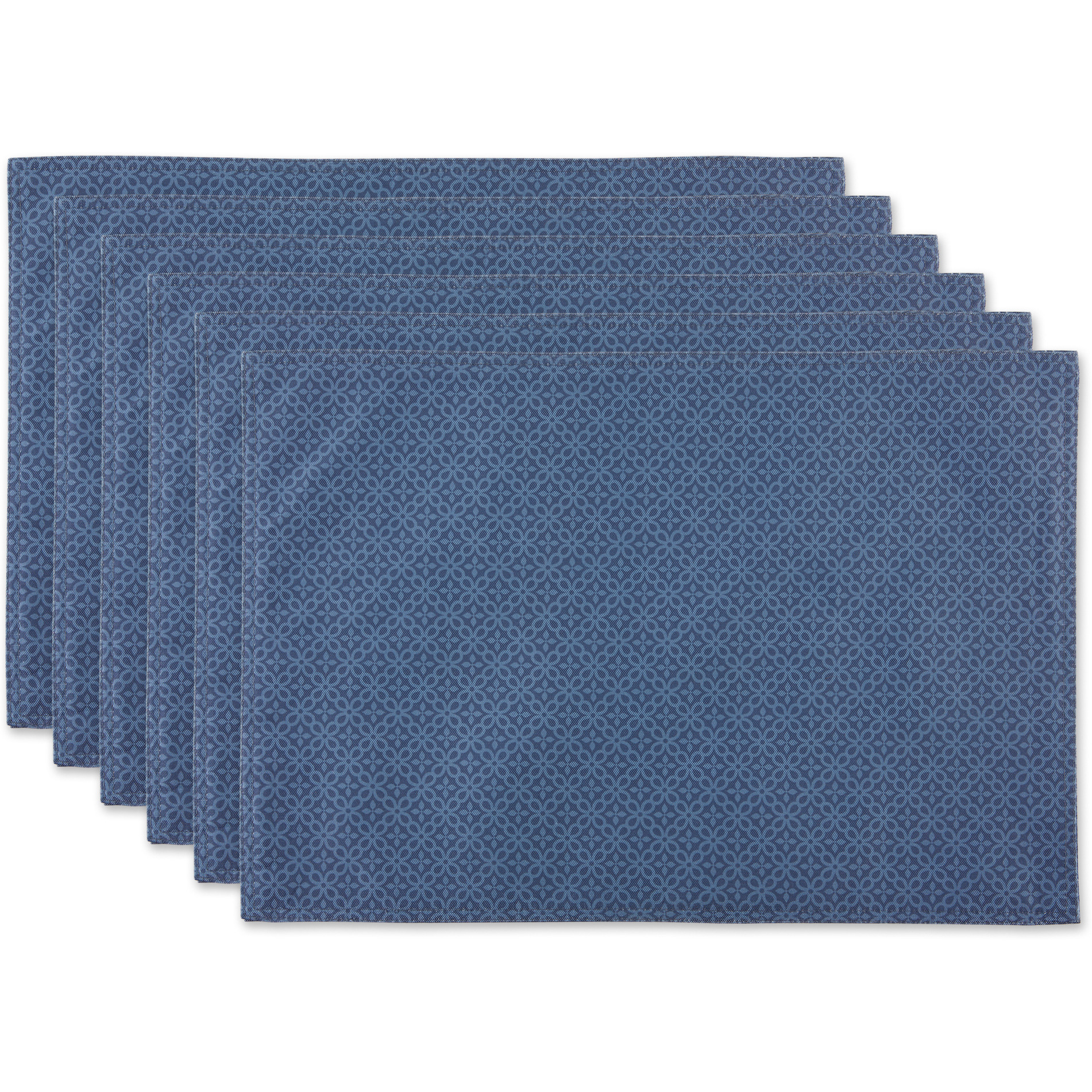 DII French Blue Tonal Lattice Print Outdoor  Placemat (Set of 6)