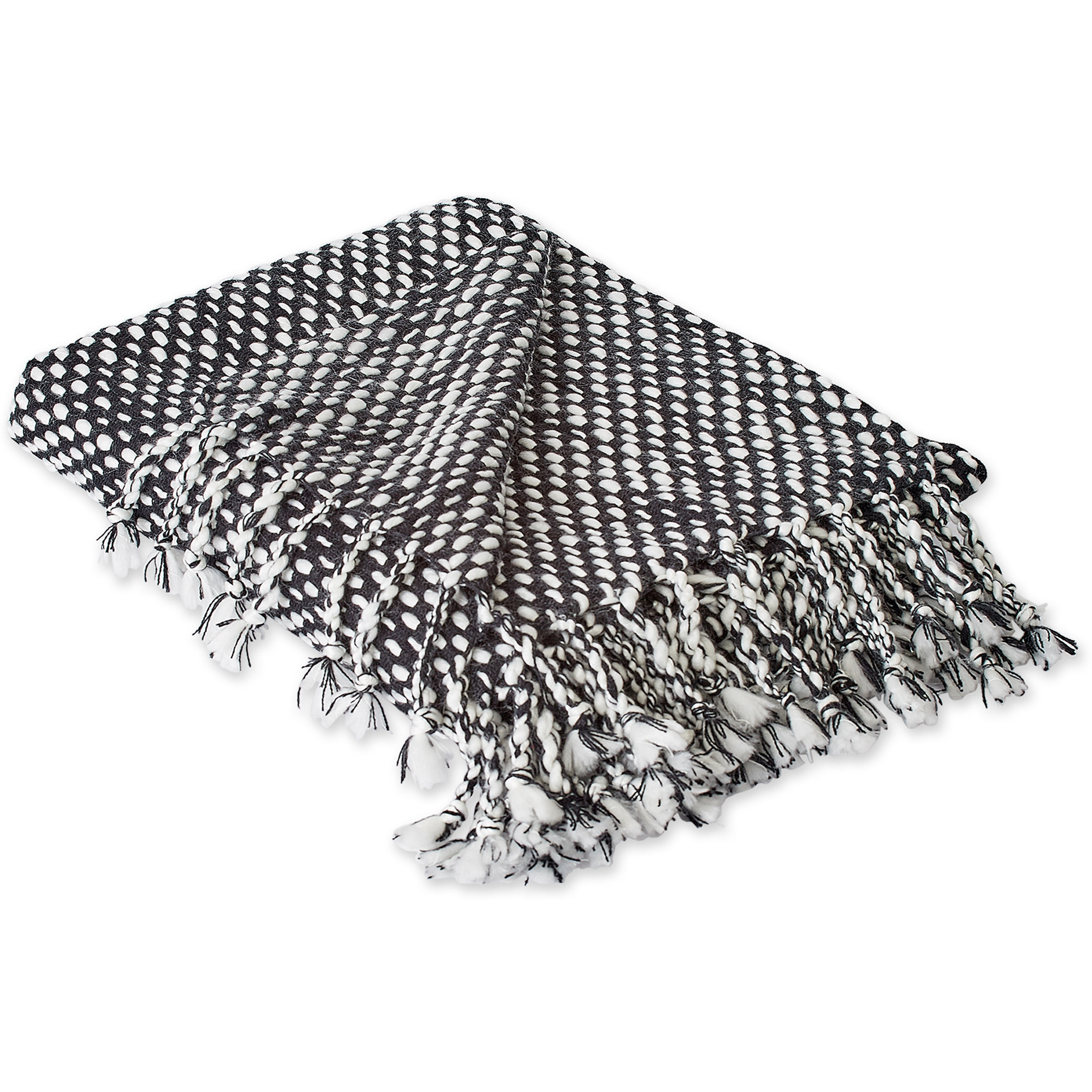 DII Black & White Textured Acrylic Throw