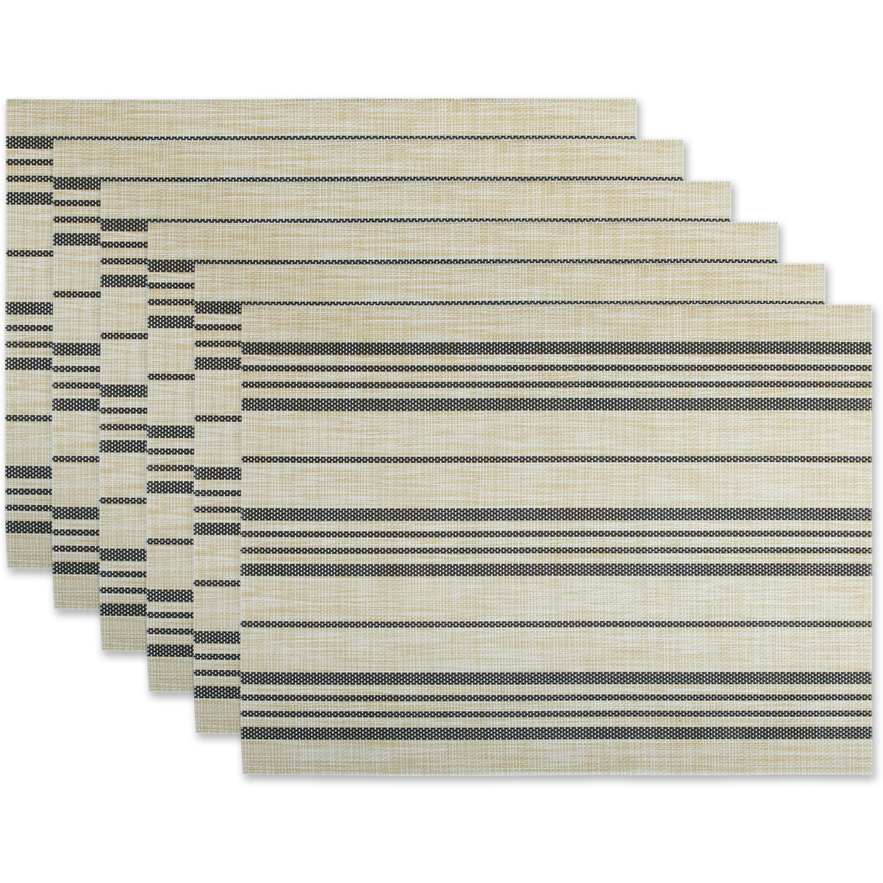 DII Black Farmhouse Stripe PVC Woven Placemat