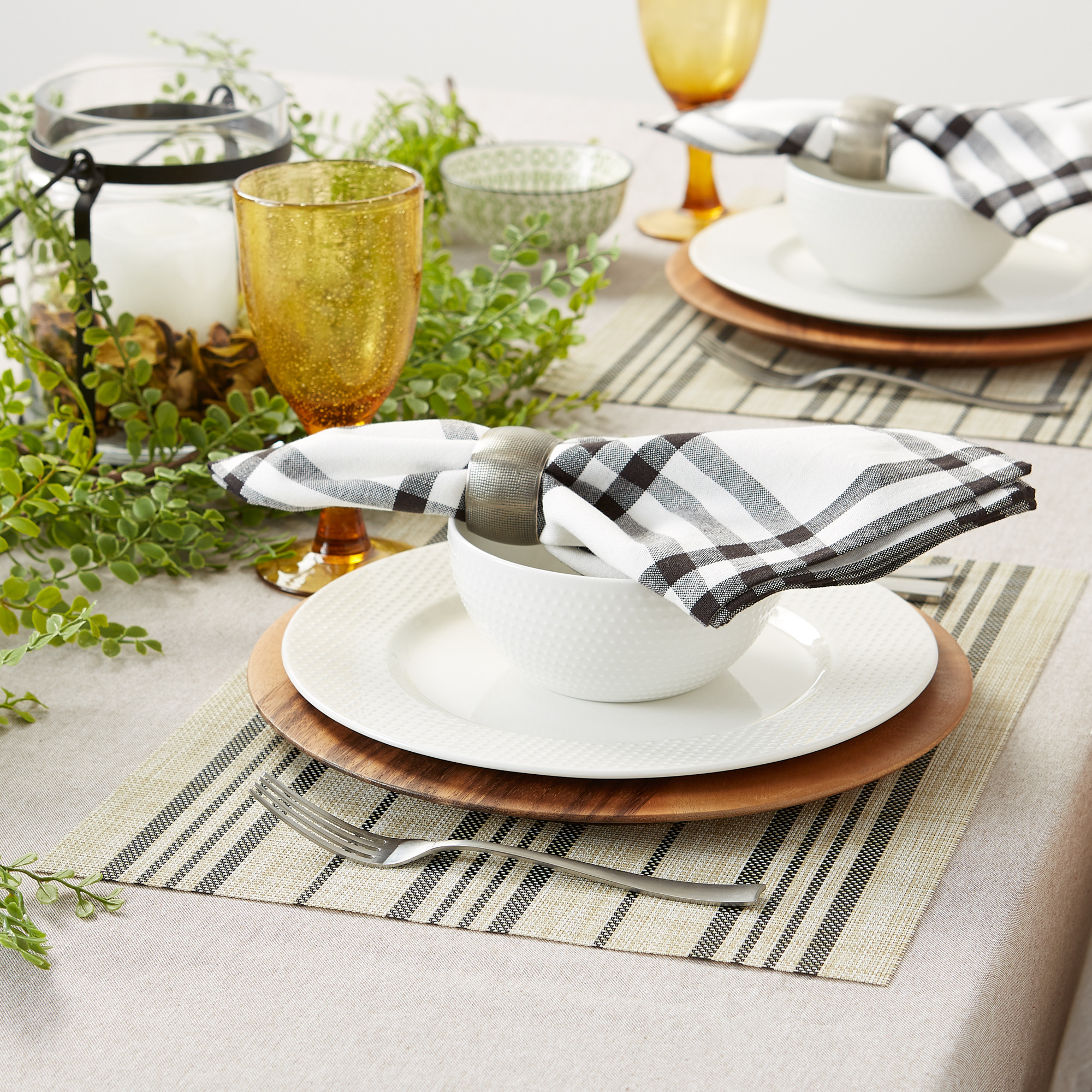 DII Black Farmhouse Stripe PVC Woven Placemat