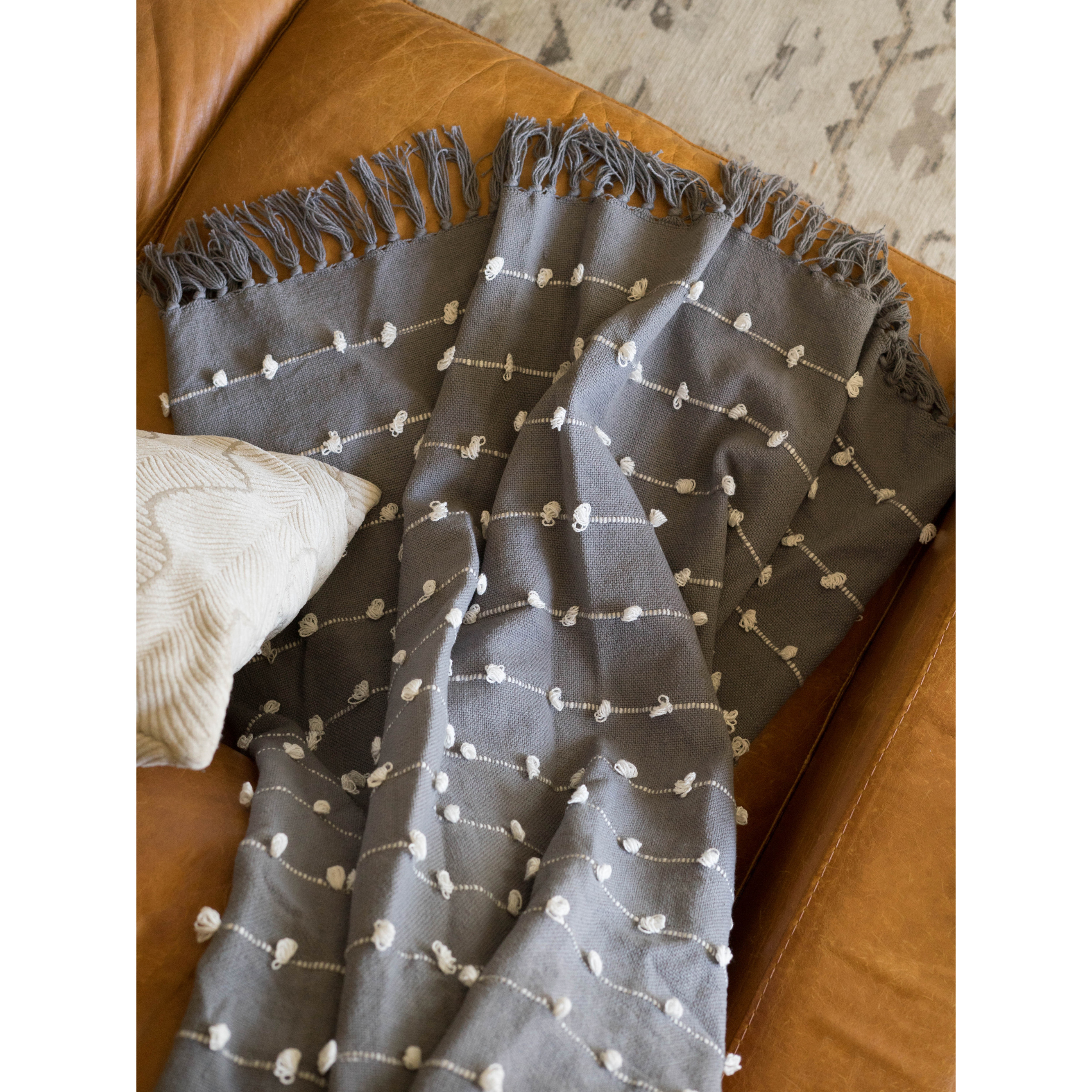 DII Gray Woven Loop Throw