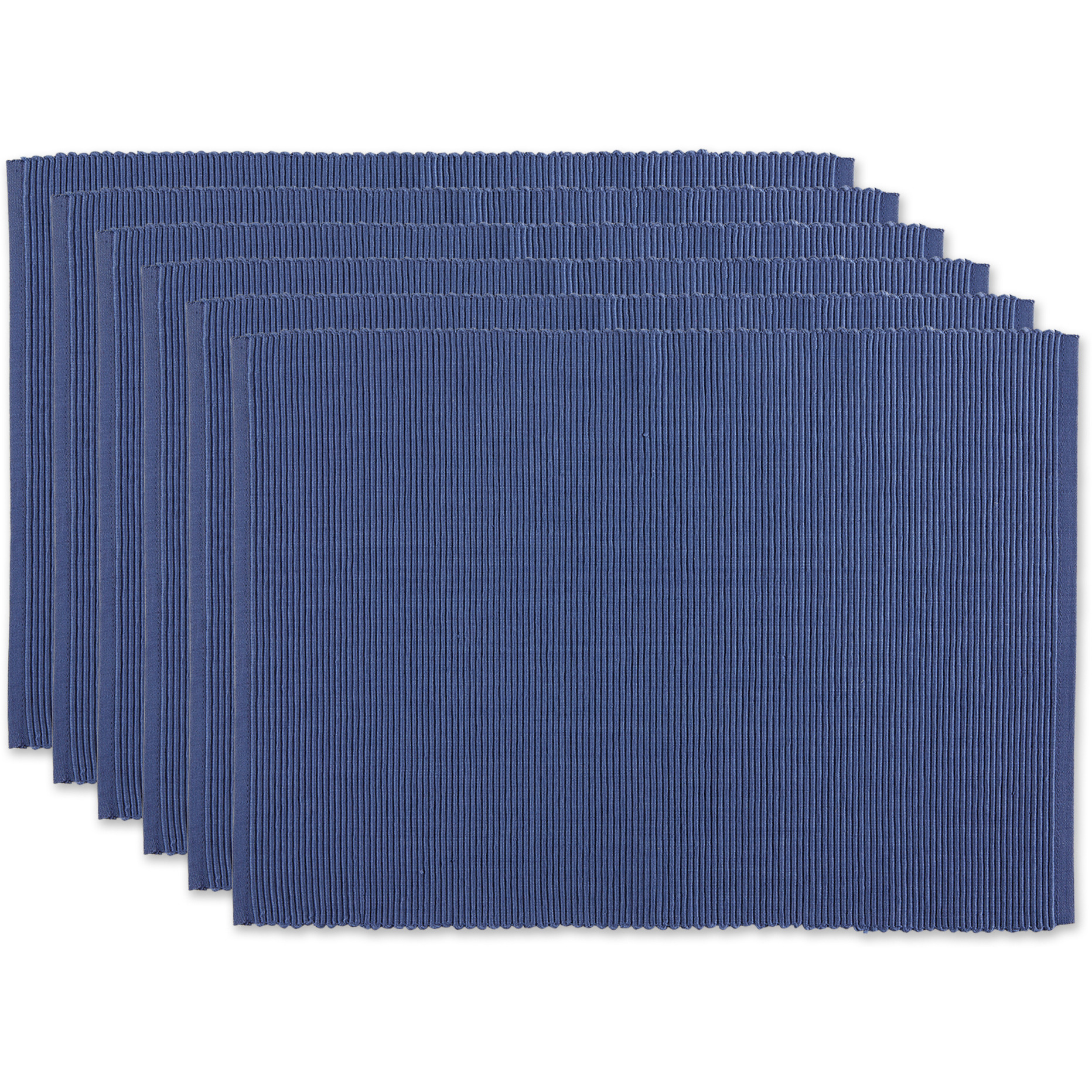 DII French Blue Ribbed Placemat Set/6