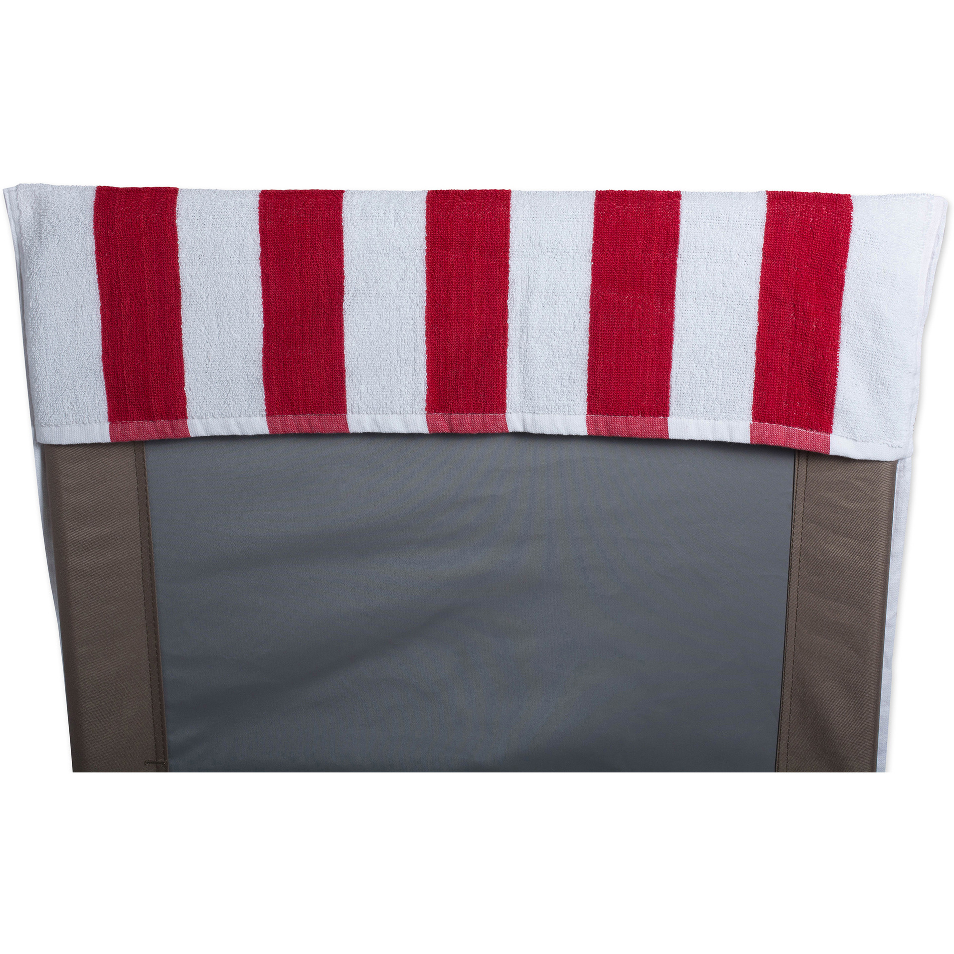 J&M Red Stripe Lounge Chair Beach Towel With Top Fitted Pocket 26x82