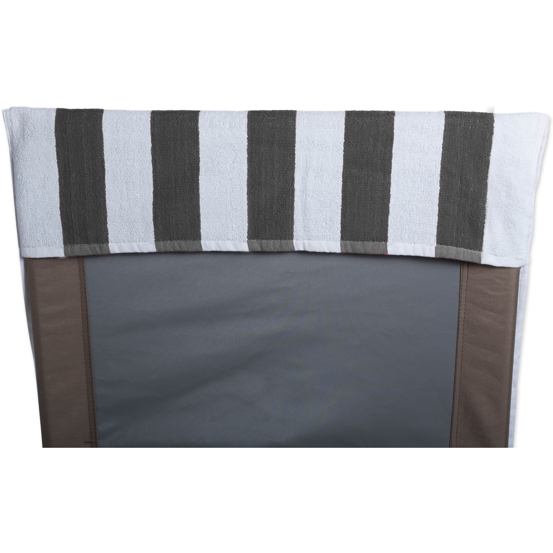 J&M Gray Stripe Lounge Chair Beach Towel With Top Fitted Pocket 26x82