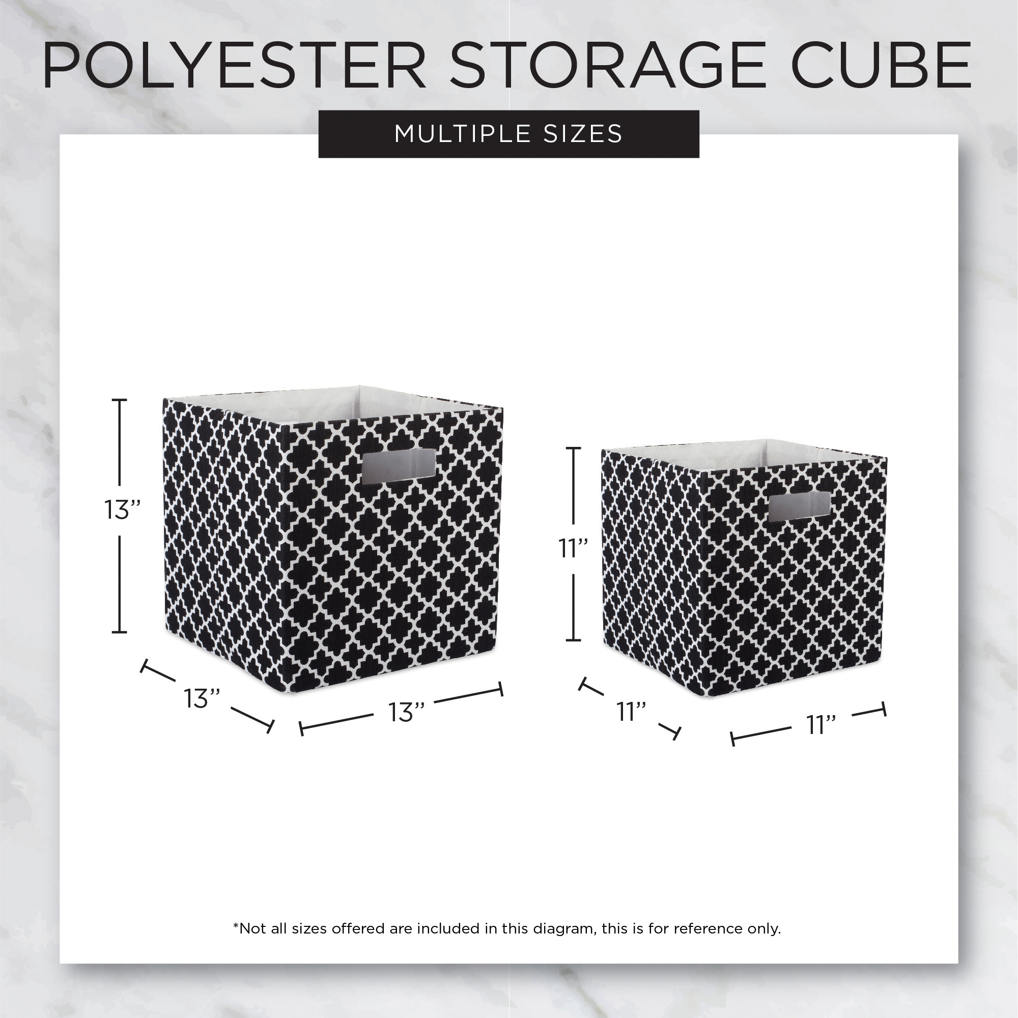 DII Nonwoven Polyester Cube Herringbone Nautical Blue Square 11x11x11 Set of 2
