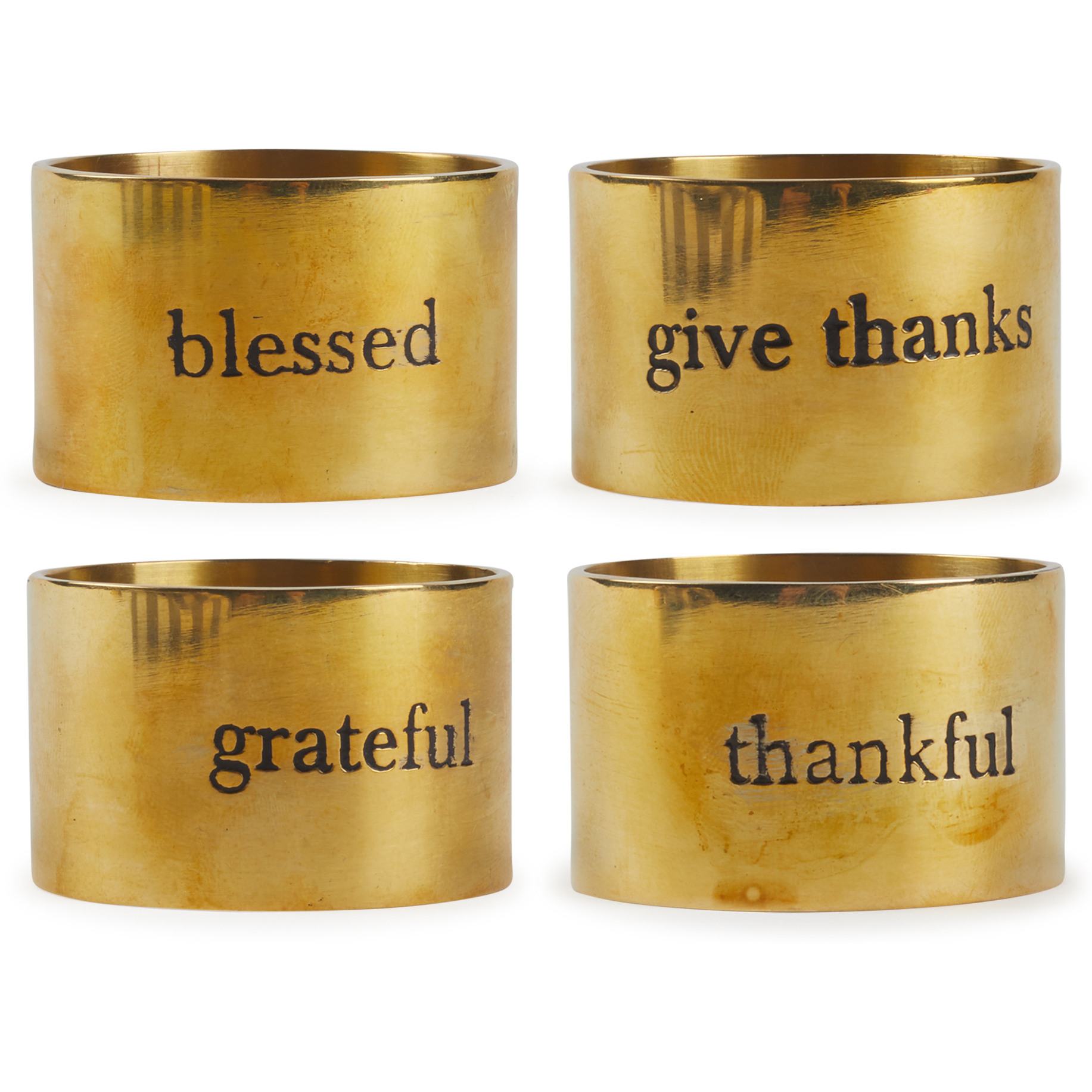 DII Asst Always Grateful Stamped Napkin Rings Set/4