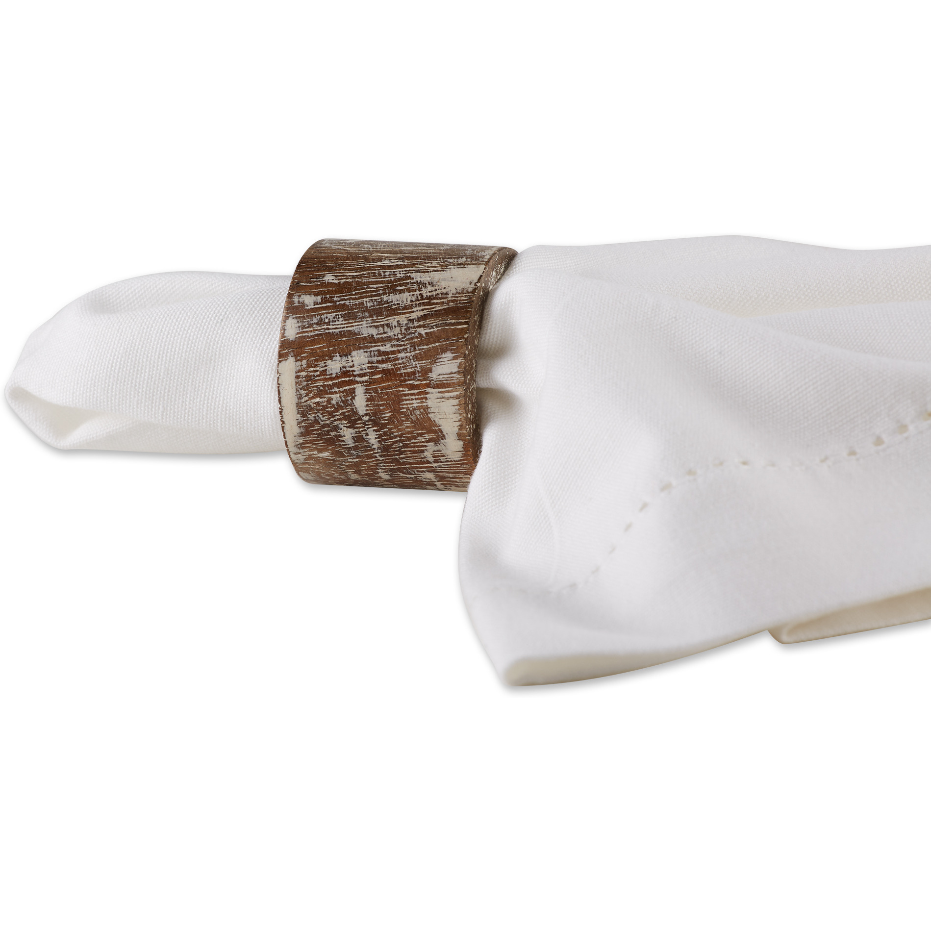 DII White Wash Finish Wood Band Napkin Ring (Set of 6)