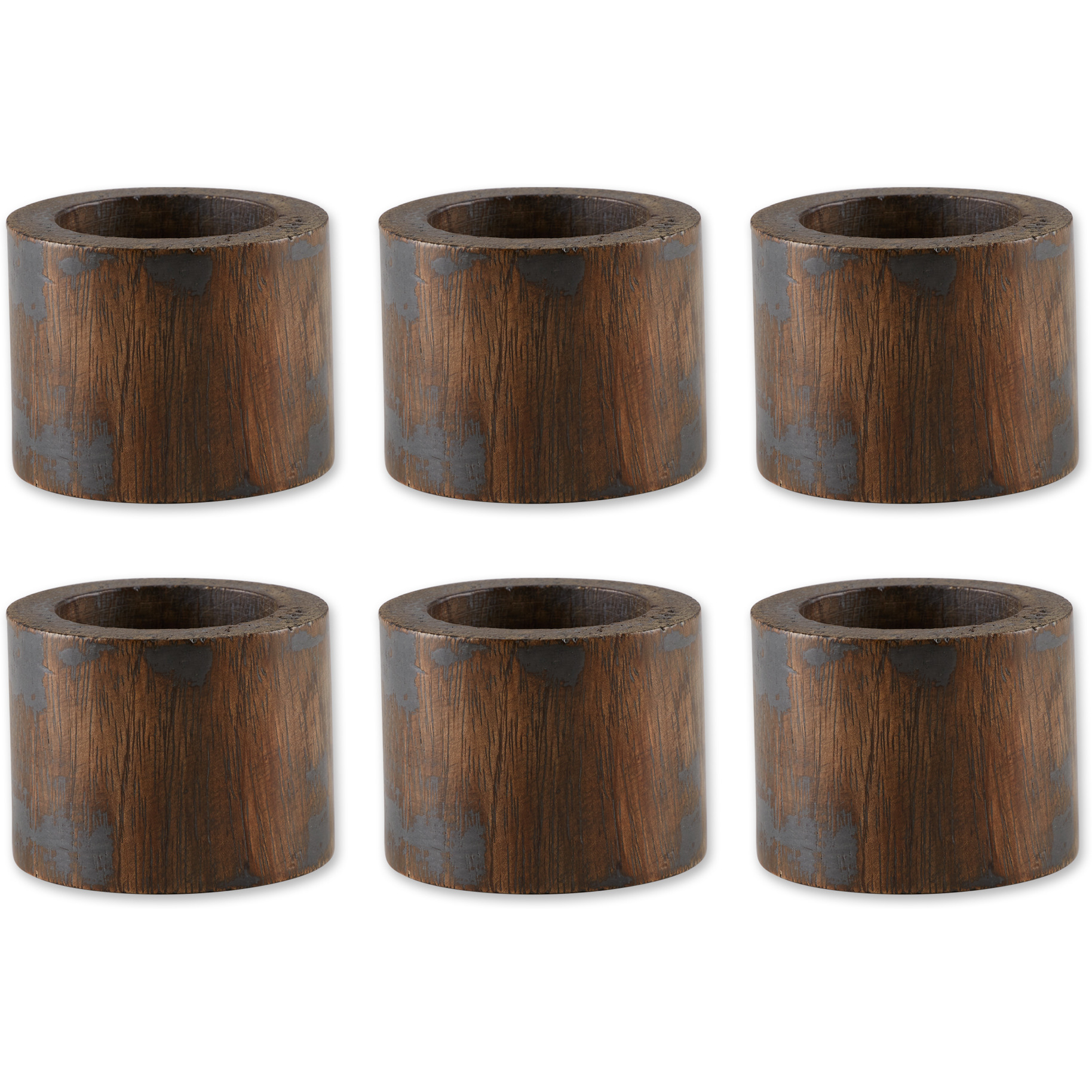 DII Black Rub Finish Wood Band Napkin Ring (Set of 6)