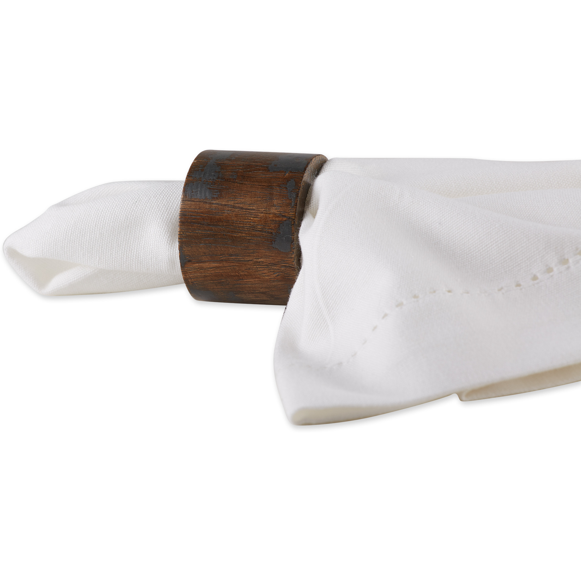 DII Black Rub Finish Wood Band Napkin Ring (Set of 6)