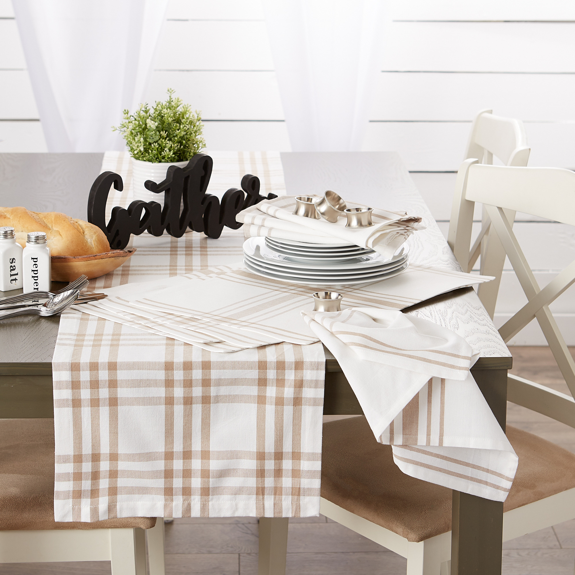 DII Home Sweet Farmhouse Kitchen Textiles, 13x19", Stone, 6 Pieces