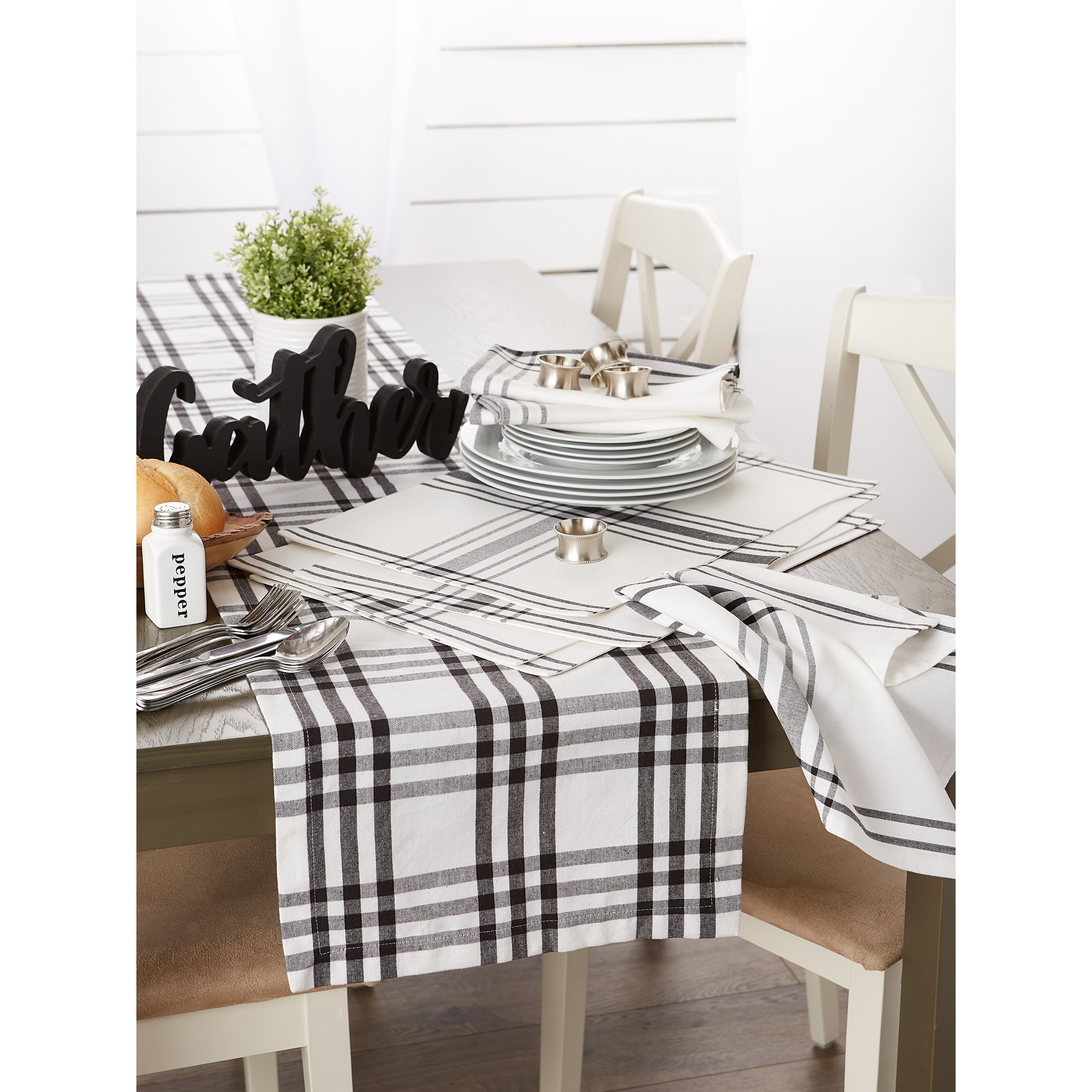 DII Home Sweet Farmhouse Kitchen Textiles, 13x19", Black, 6 Pieces