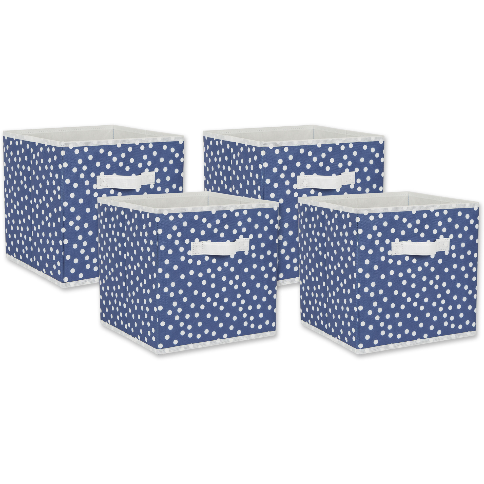 DII Nonwoven Polyester Cube Small Dots French Blue and White Square 11x11x11 Set of 4