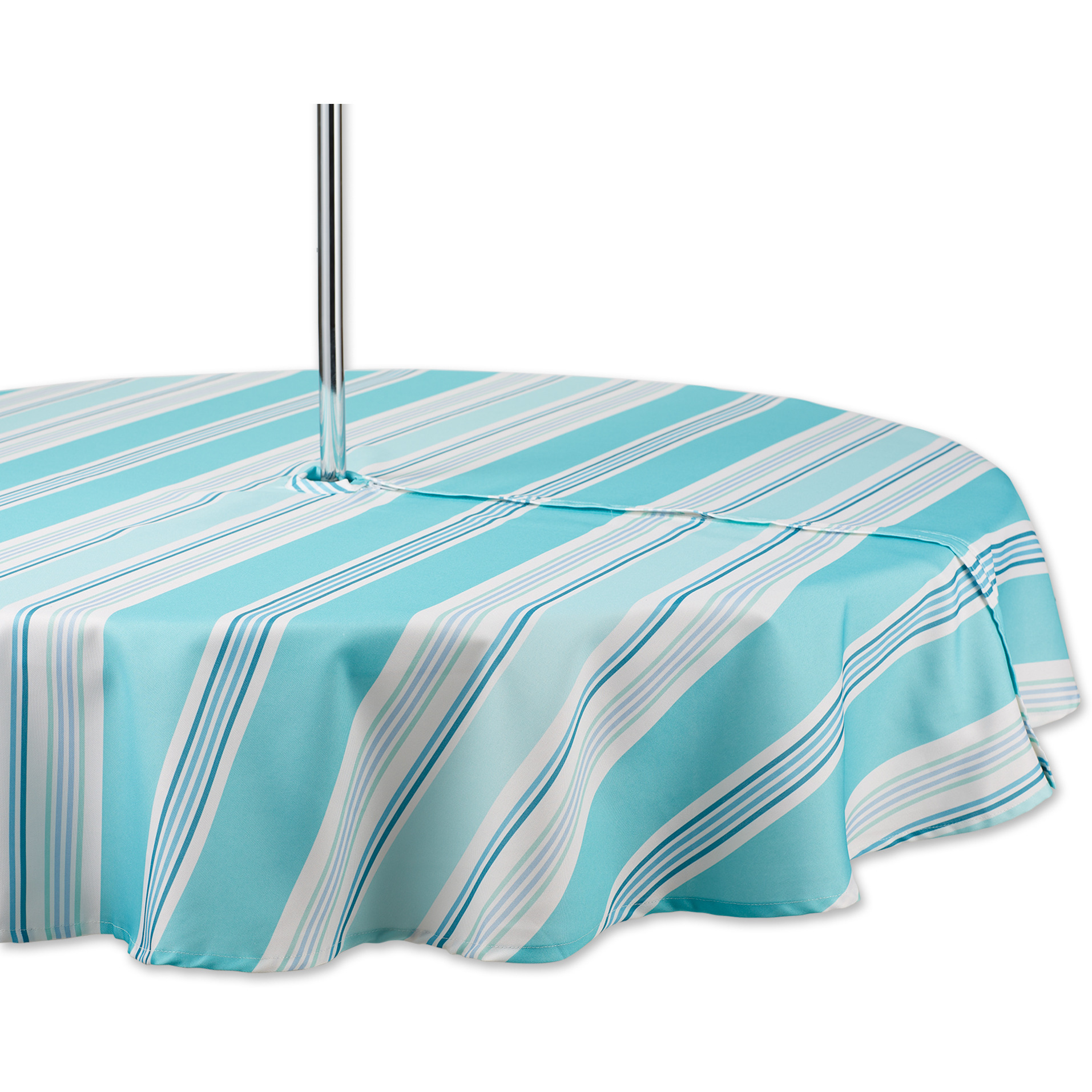 DII Beach House Stripe Print Outdoor Tablecloth With Zipper 60 Round