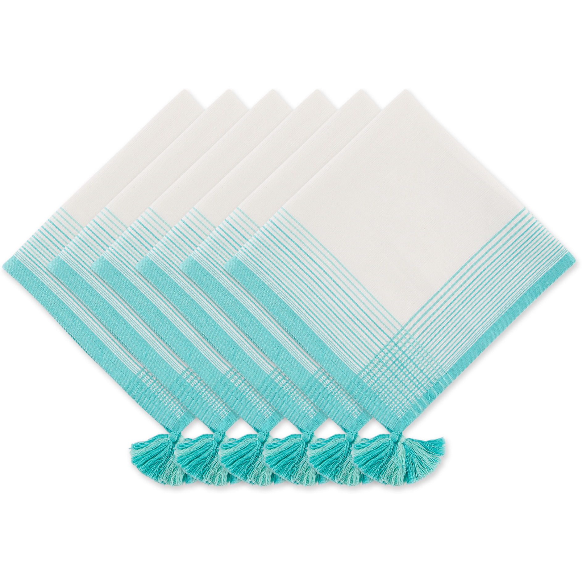 DII Turquoise Variegated Stripe With Tassel Napkin (Set of 6)