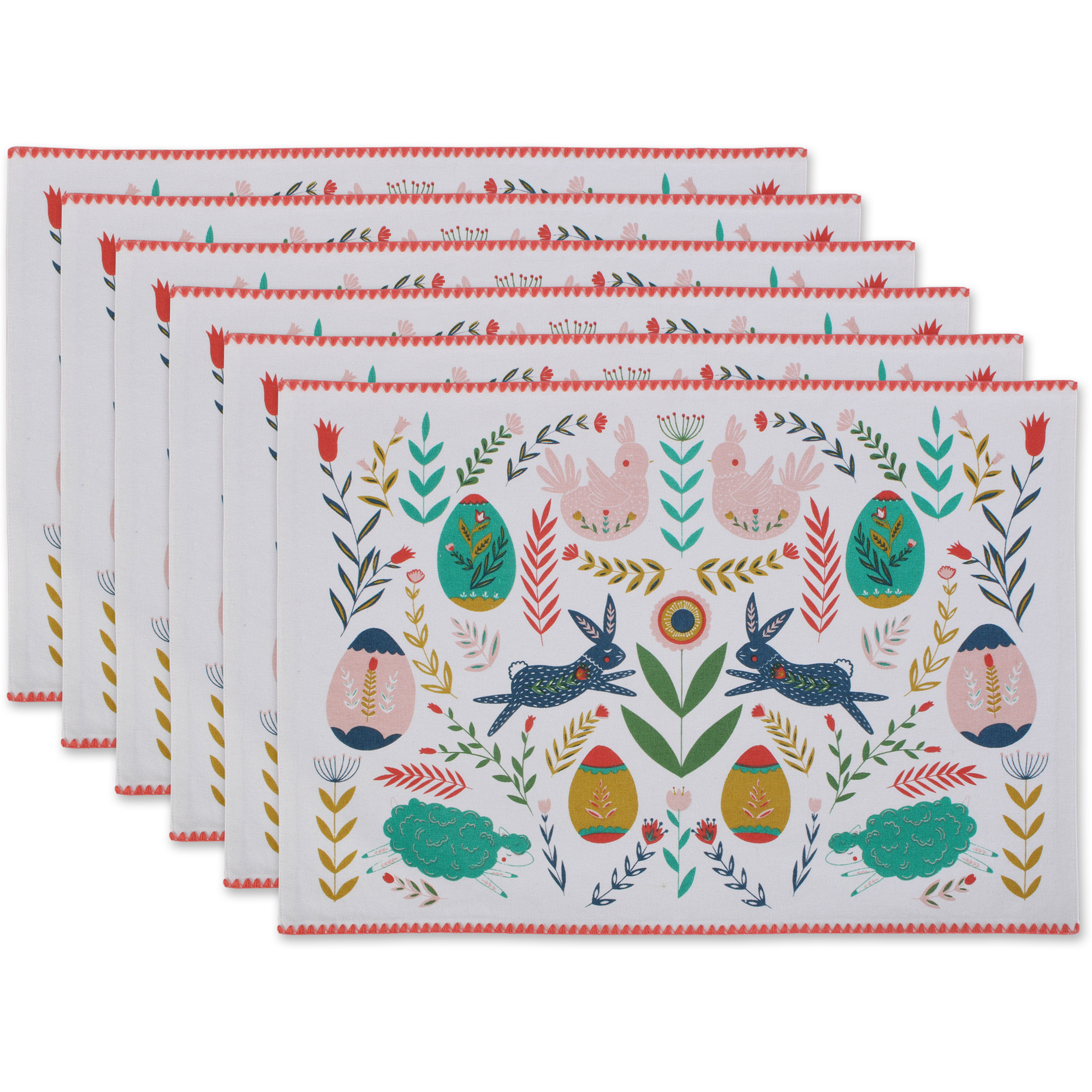 DII Easter Folk Garden Kitchen Textiles, 13x19", Easter Folk Garden, 6 Pieces