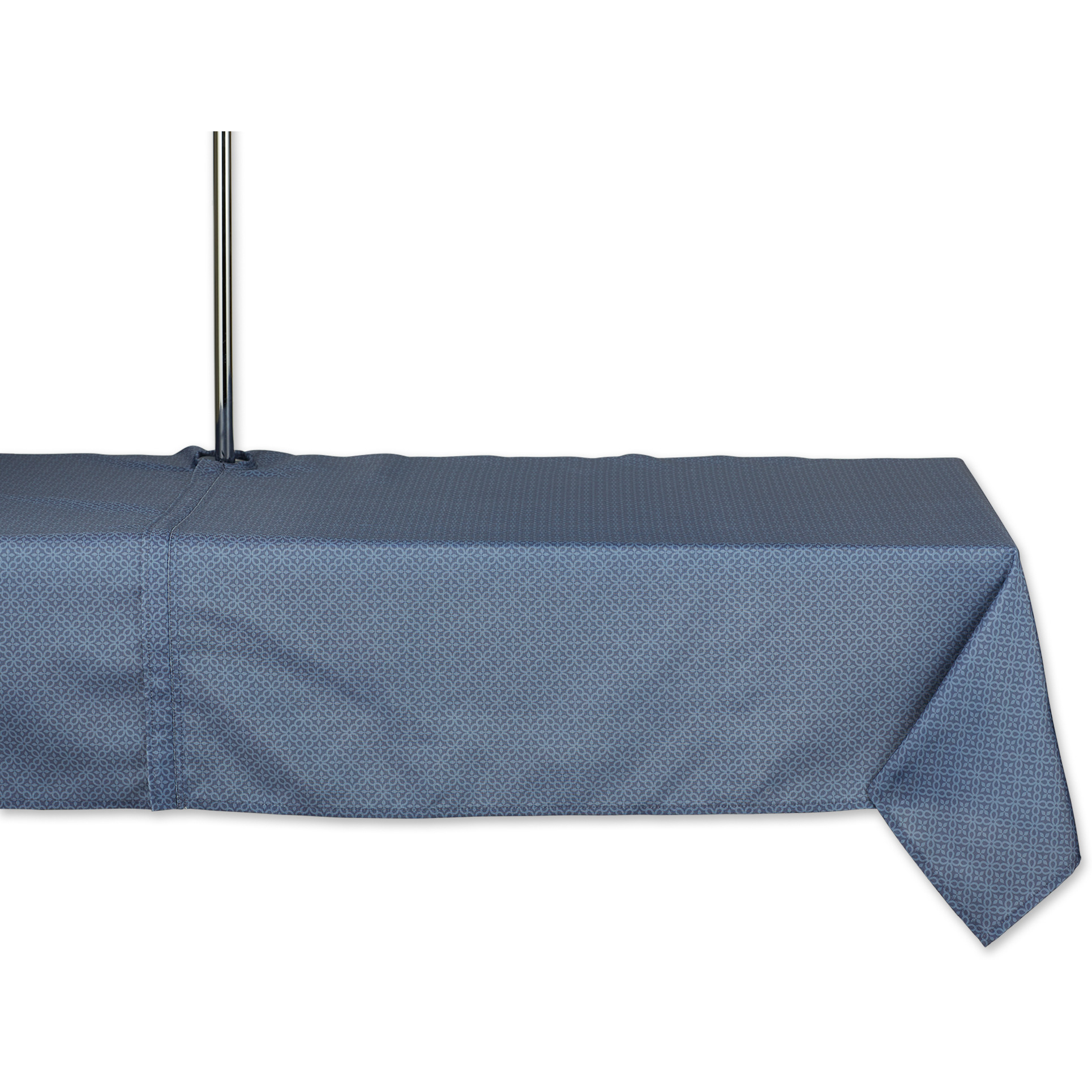 DII French Blue Tonal Lattice Print Outdoor Tablecloth With Zipper