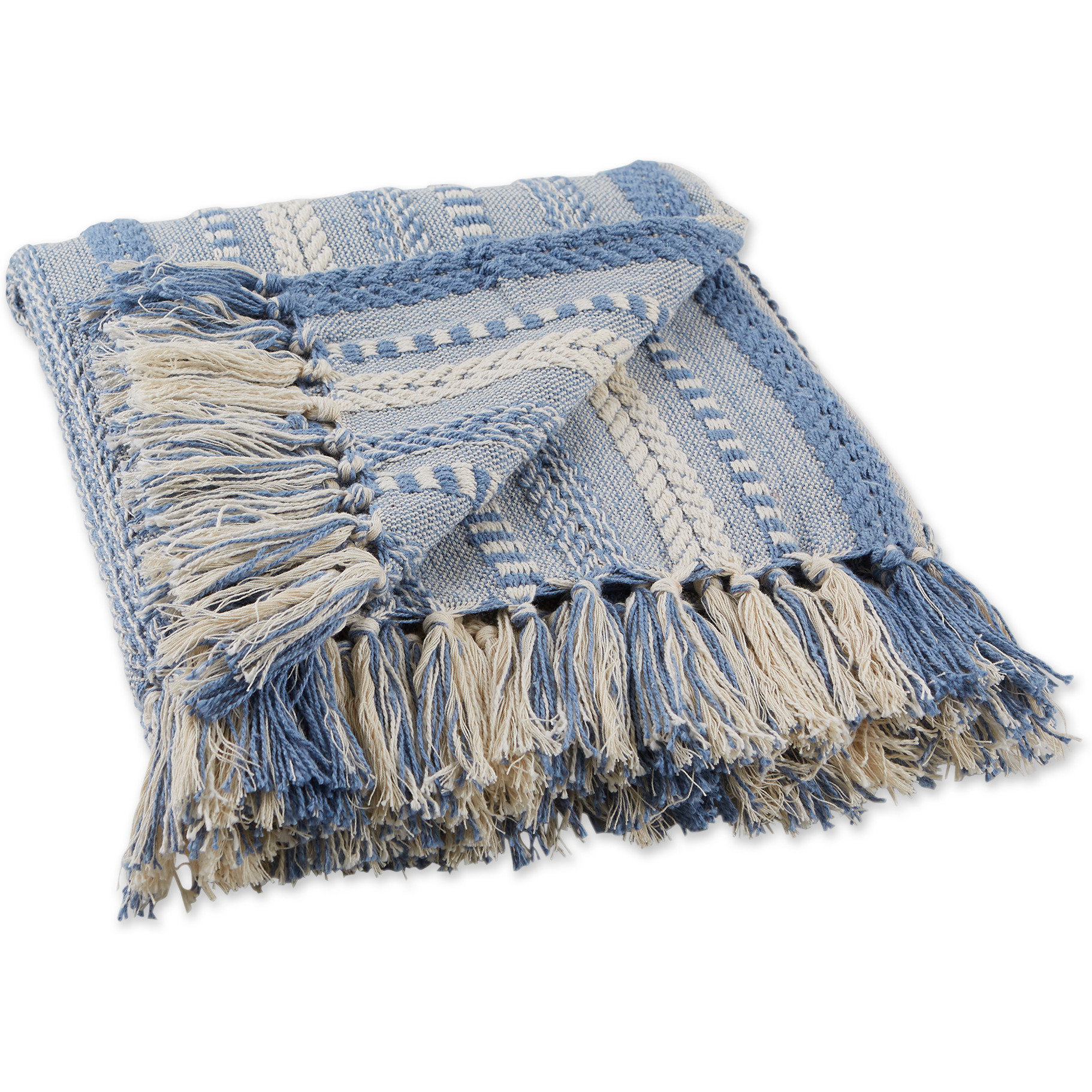 DII Stonewash Blue Braided Stripe Throw
