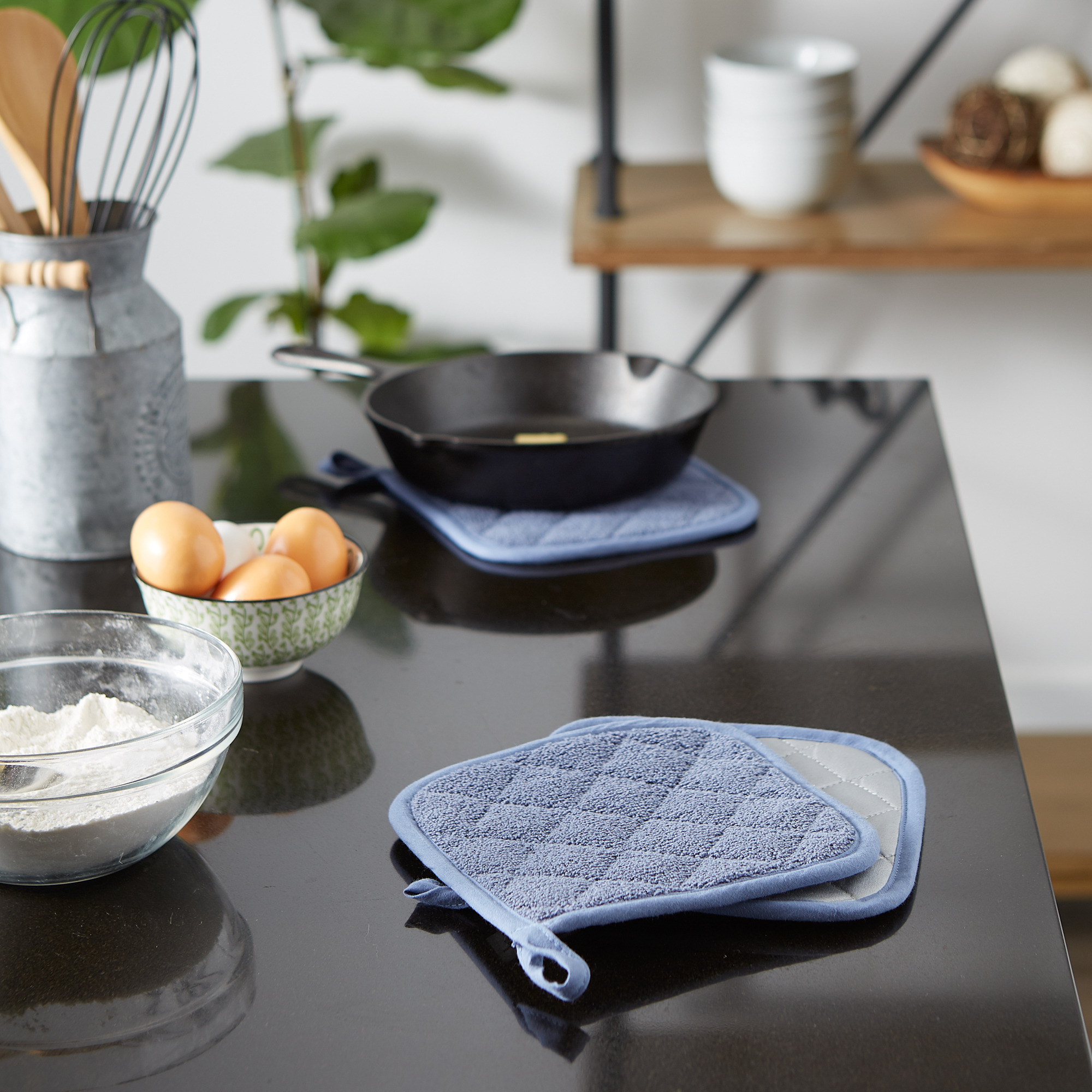 Stonewash Blue Terry Potholder (Set 3)