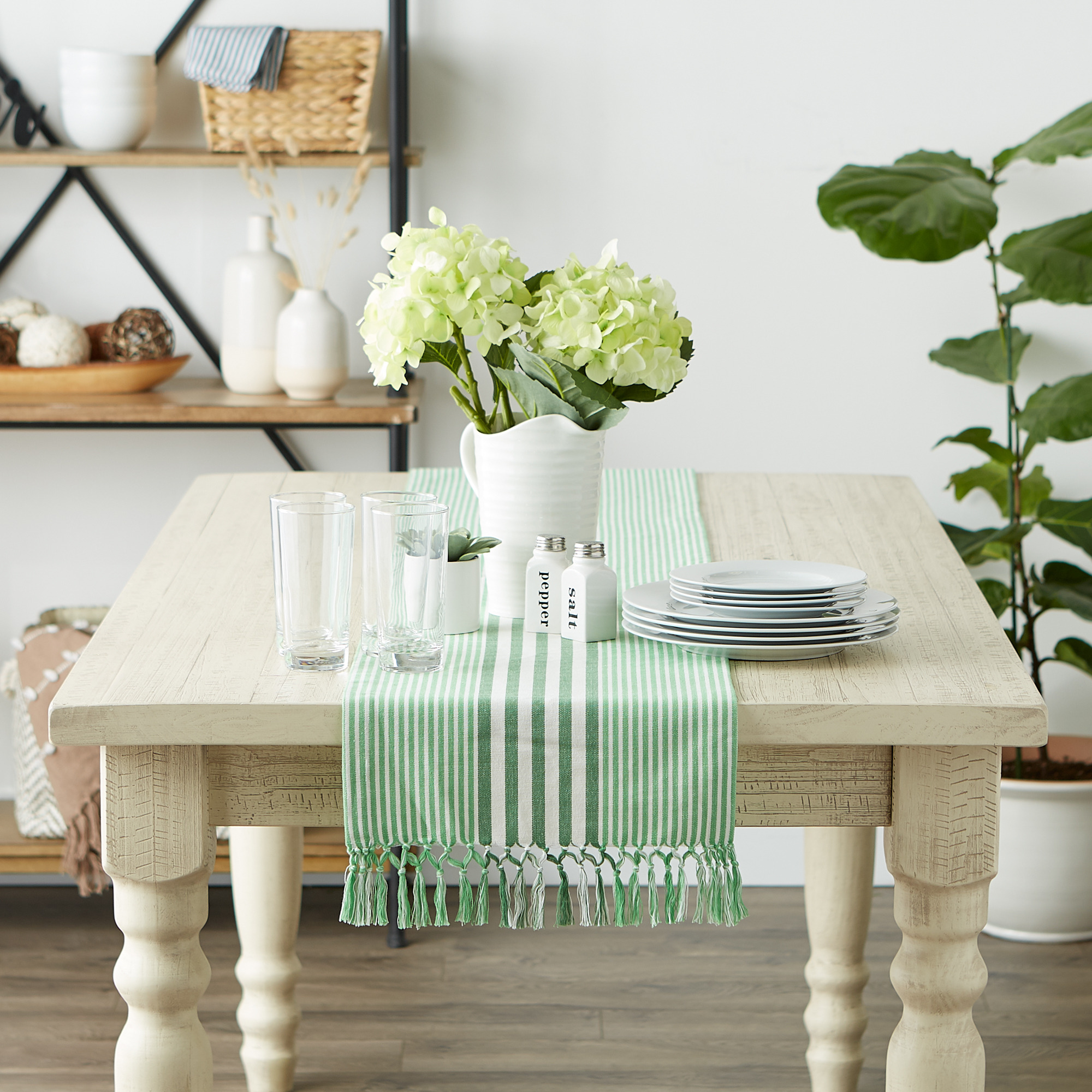 DII Grass Green Stripes Table Runner