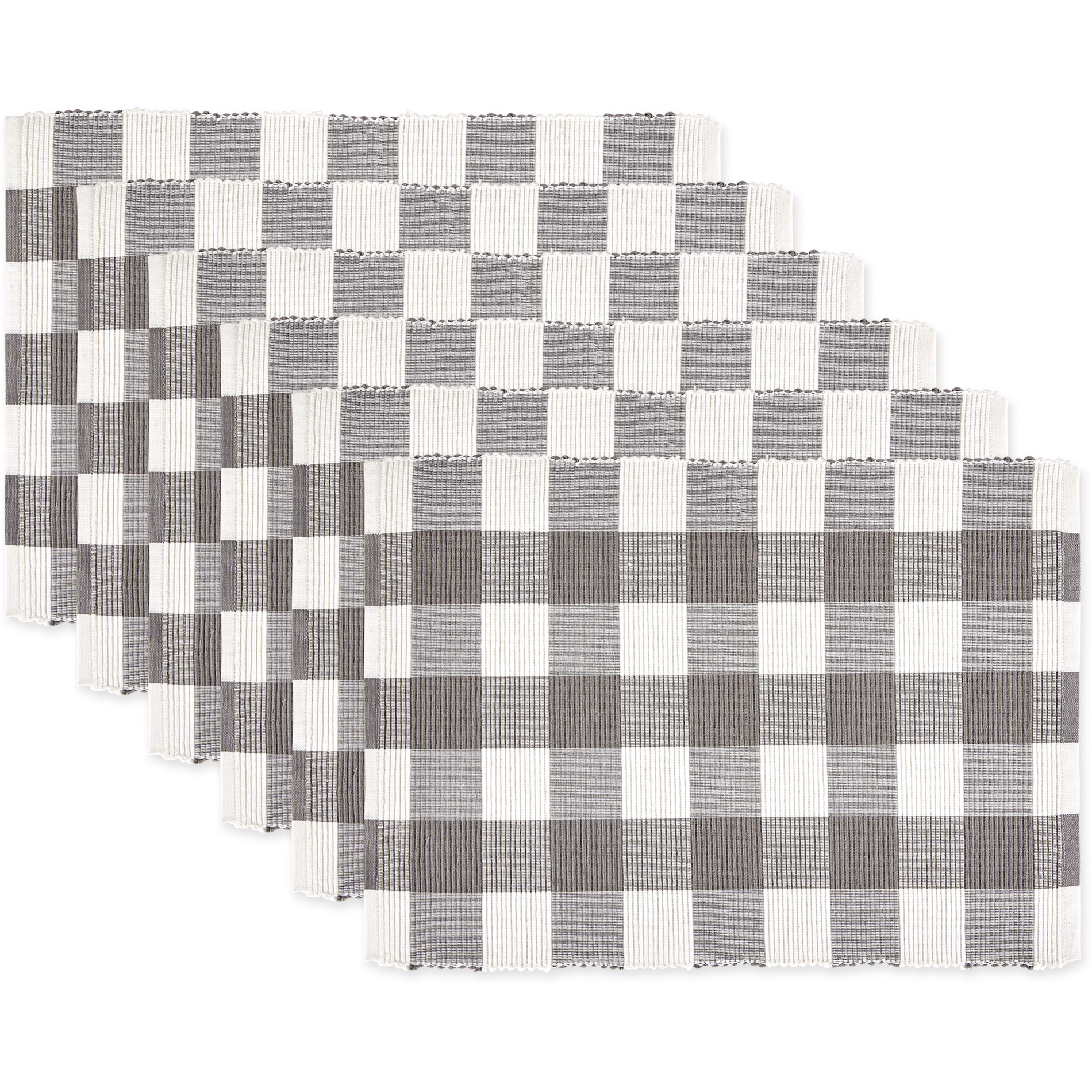 DII Gray & White Buffalo Check Ribbed Placemat Set/6