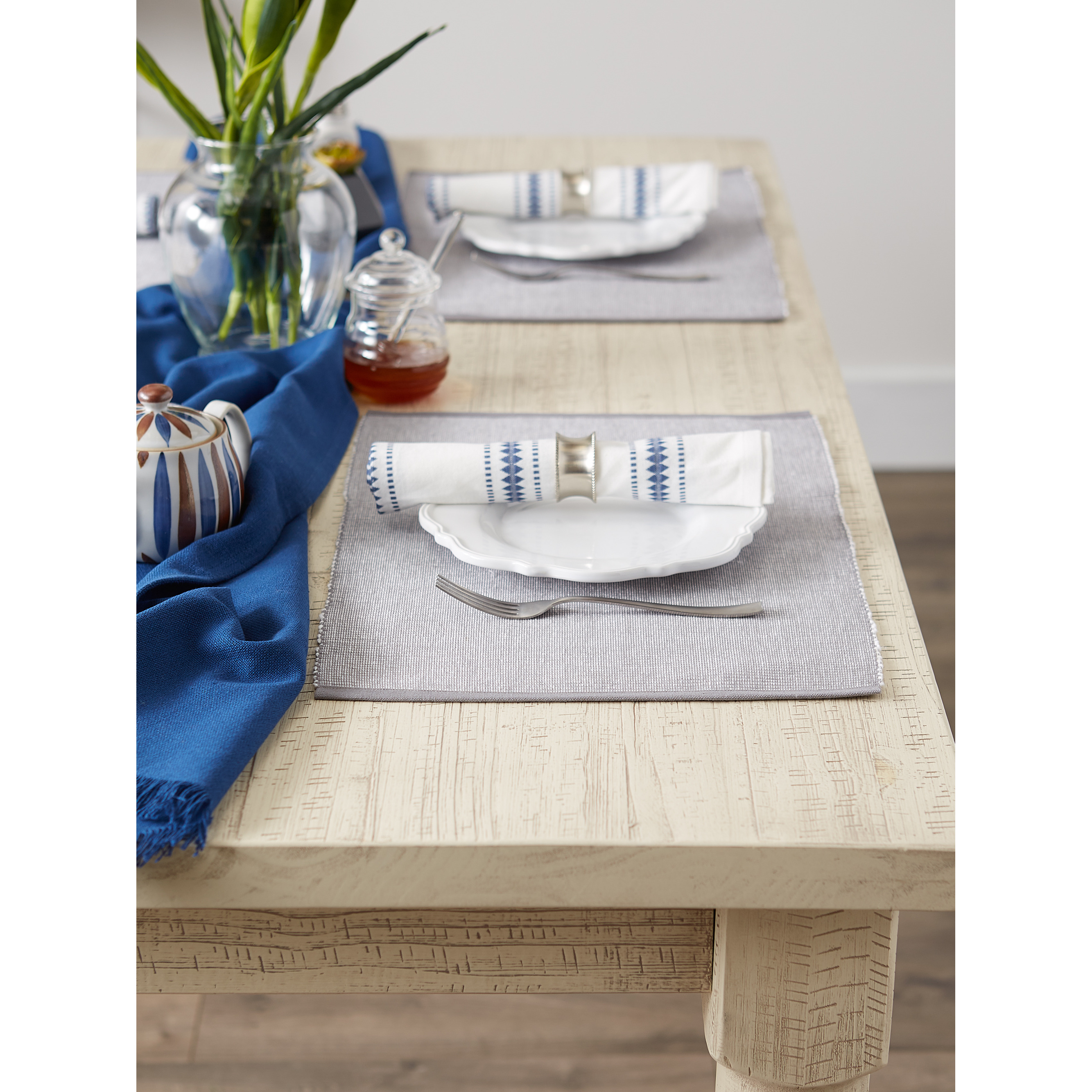 DII Gray & White 2-Tone Ribbed Placemat (Set of 6)