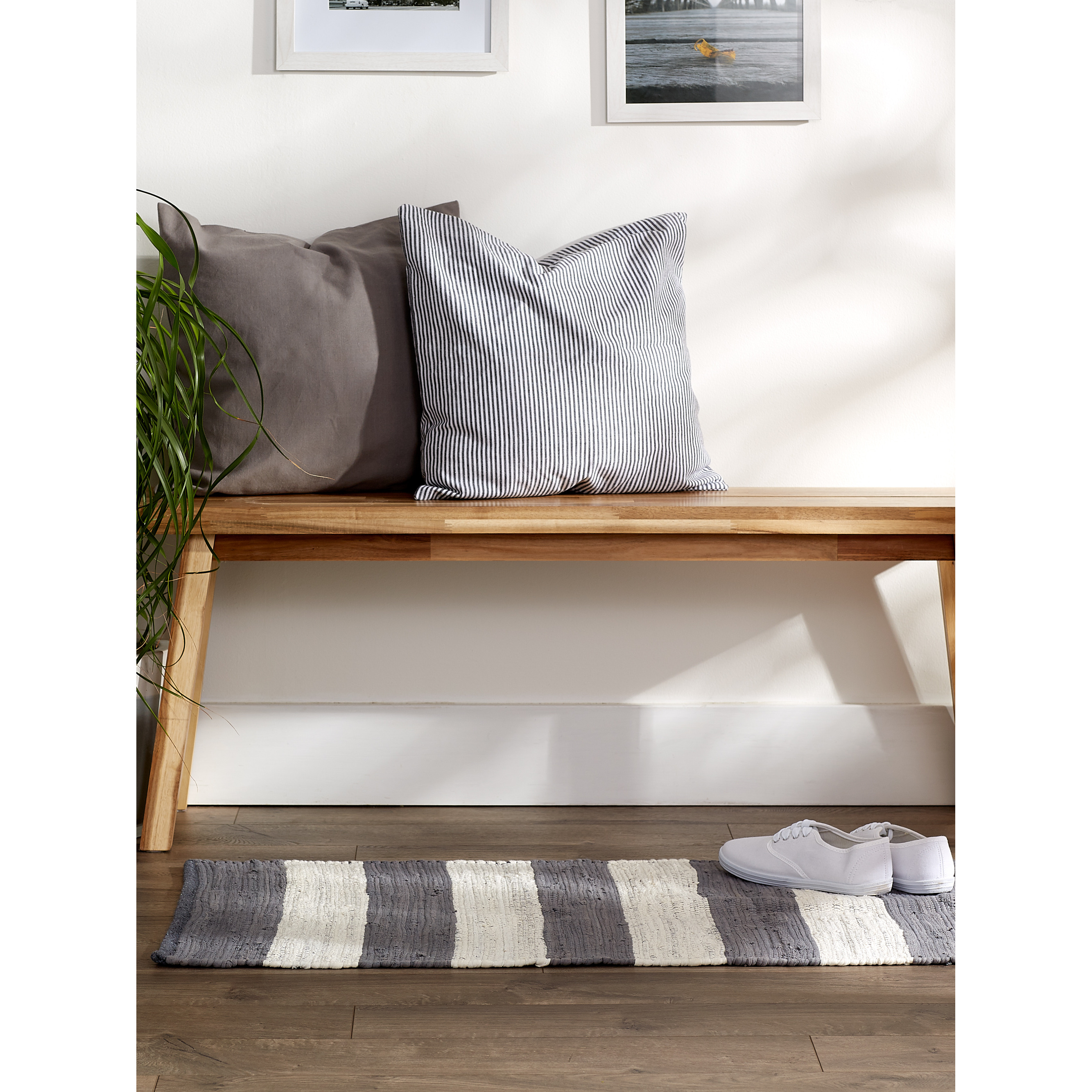 DII Gray/White Stripe Rag Rug