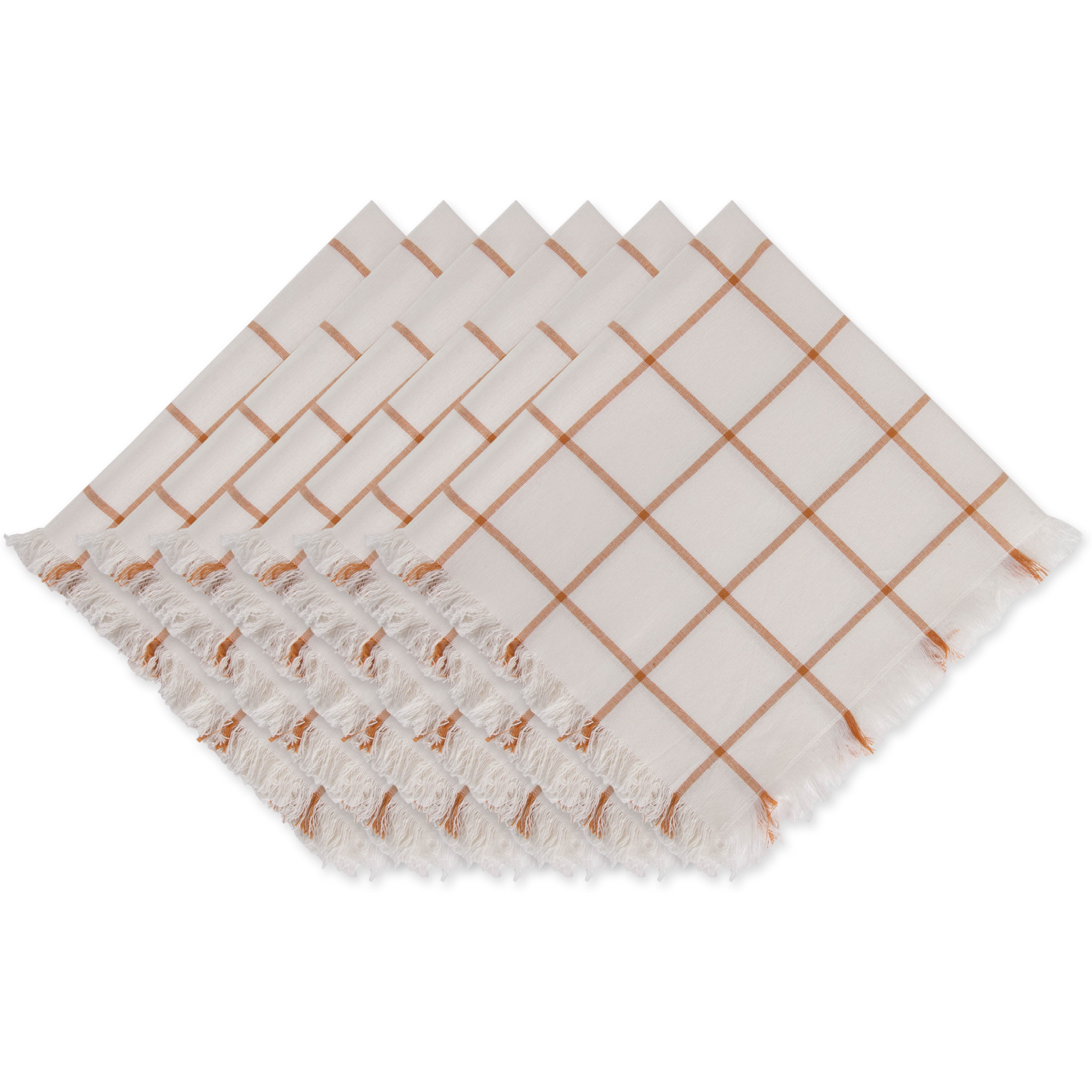 DII Honey Gold Check Fringed Napkin (Set of 6)