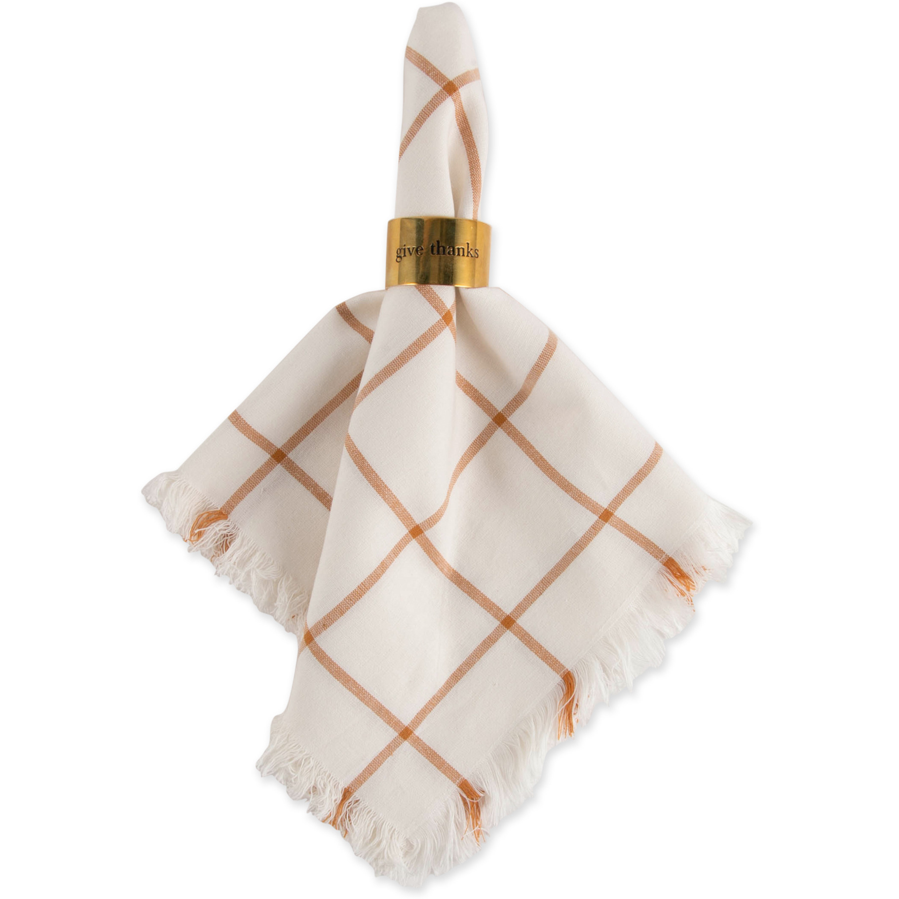 DII Honey Gold Check Fringed Napkin (Set of 6)
