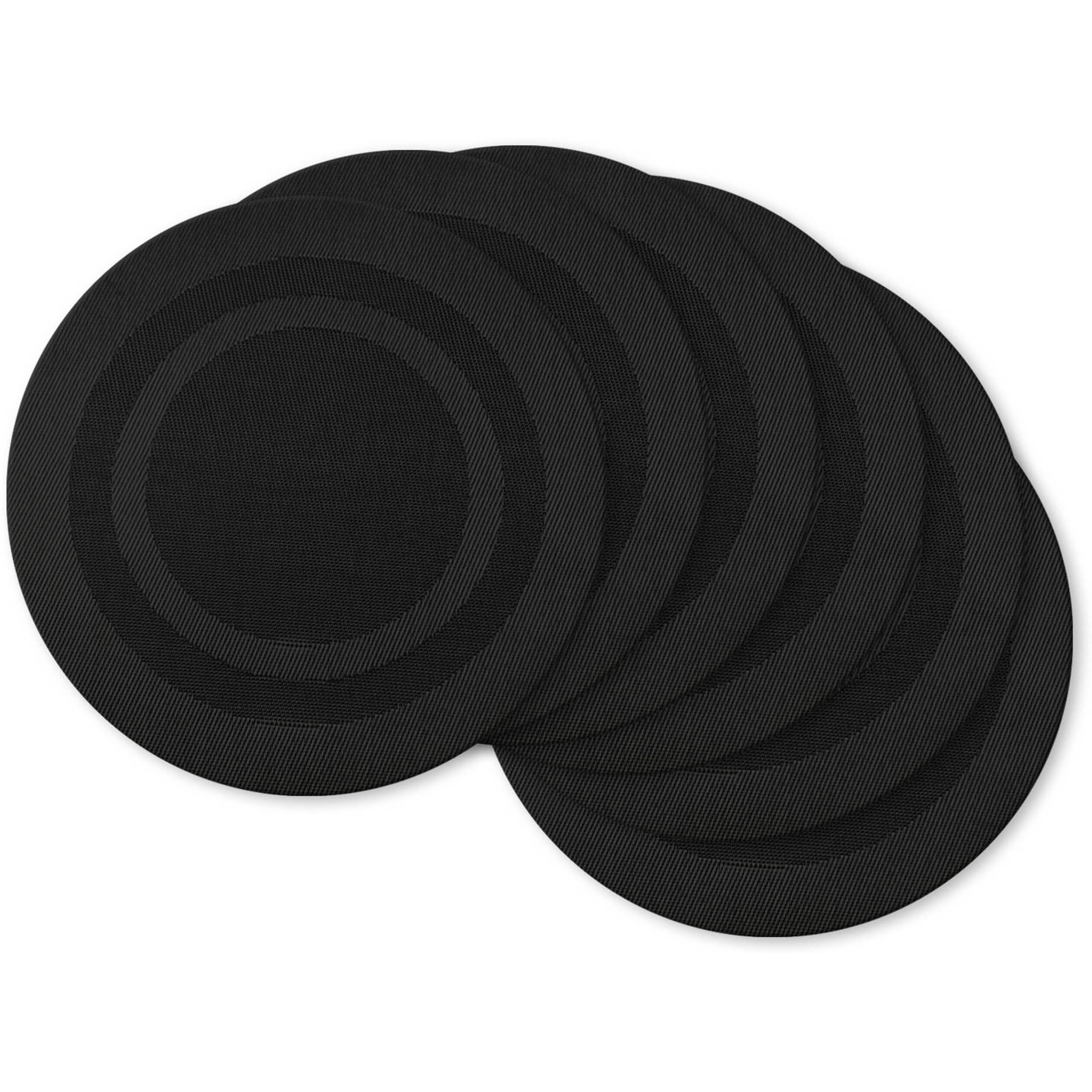 DII Black Round Pvc Doubleframe Placemat (Set of 6)