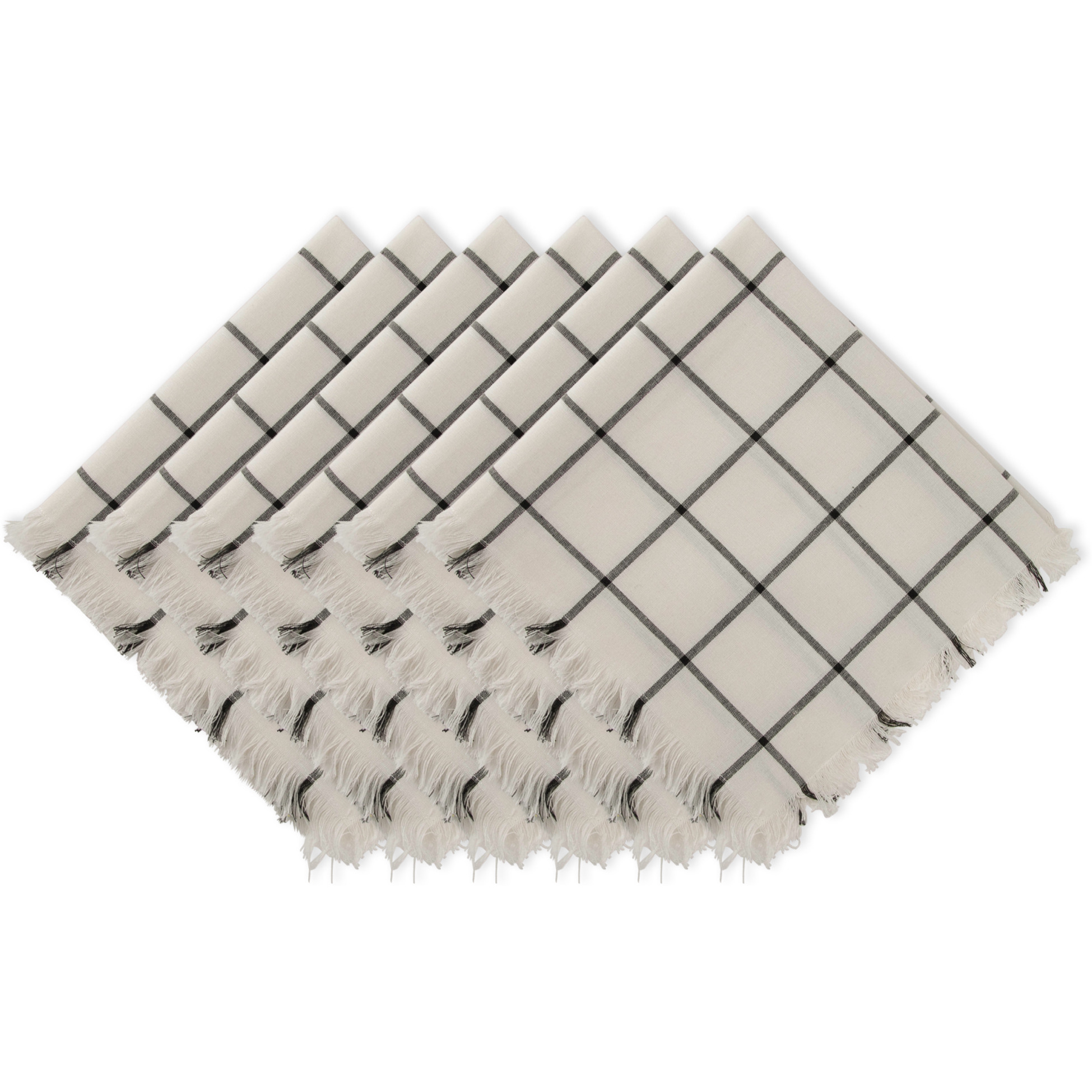 DII Black Check Fringed Napkin (Set of 6)