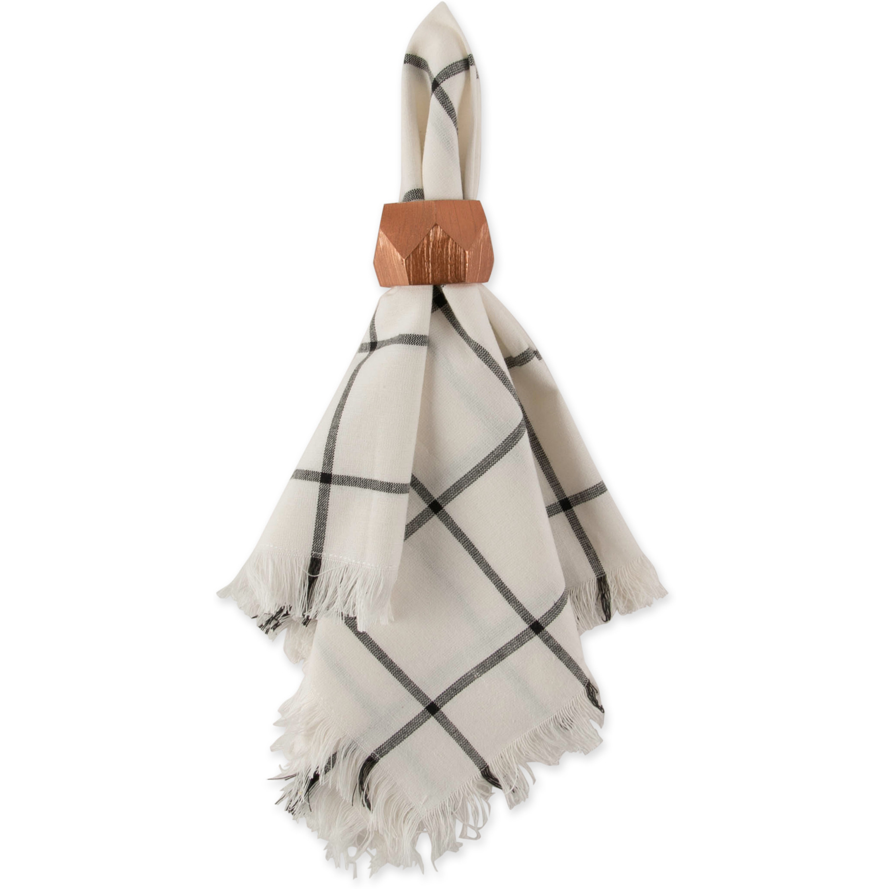 DII Black Check Fringed Napkin (Set of 6)