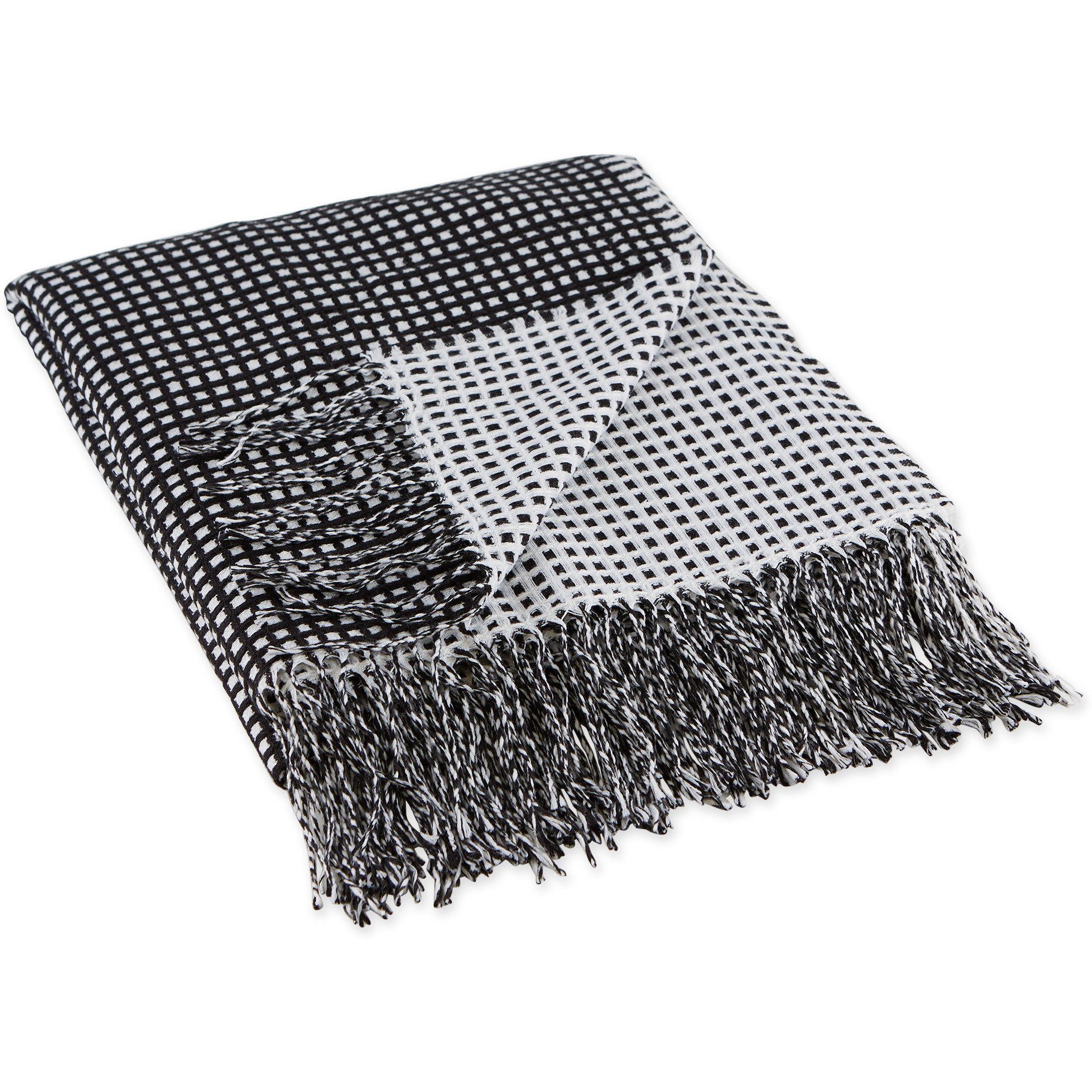DII Black & White Waffle Knit Throw