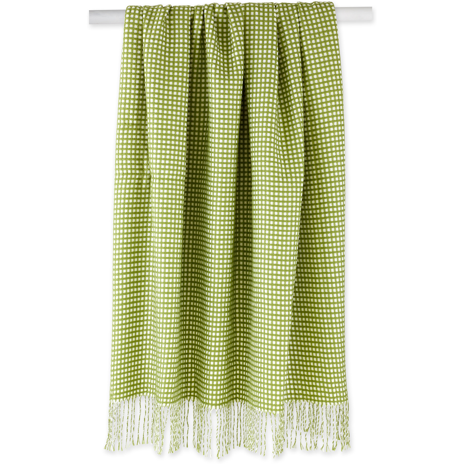 DII Antique Green & White Waffle Knit Throw