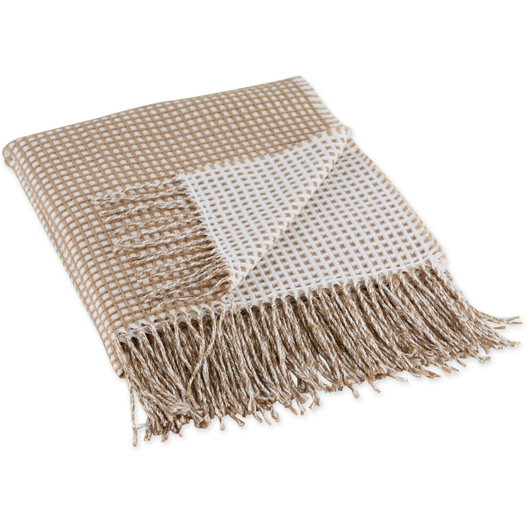 DII Stone & White Waffle Knit Throw