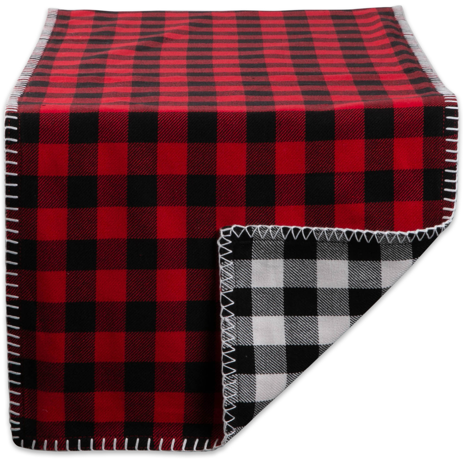 DII Christmas Buffalo Check With Embroidery Table Runner