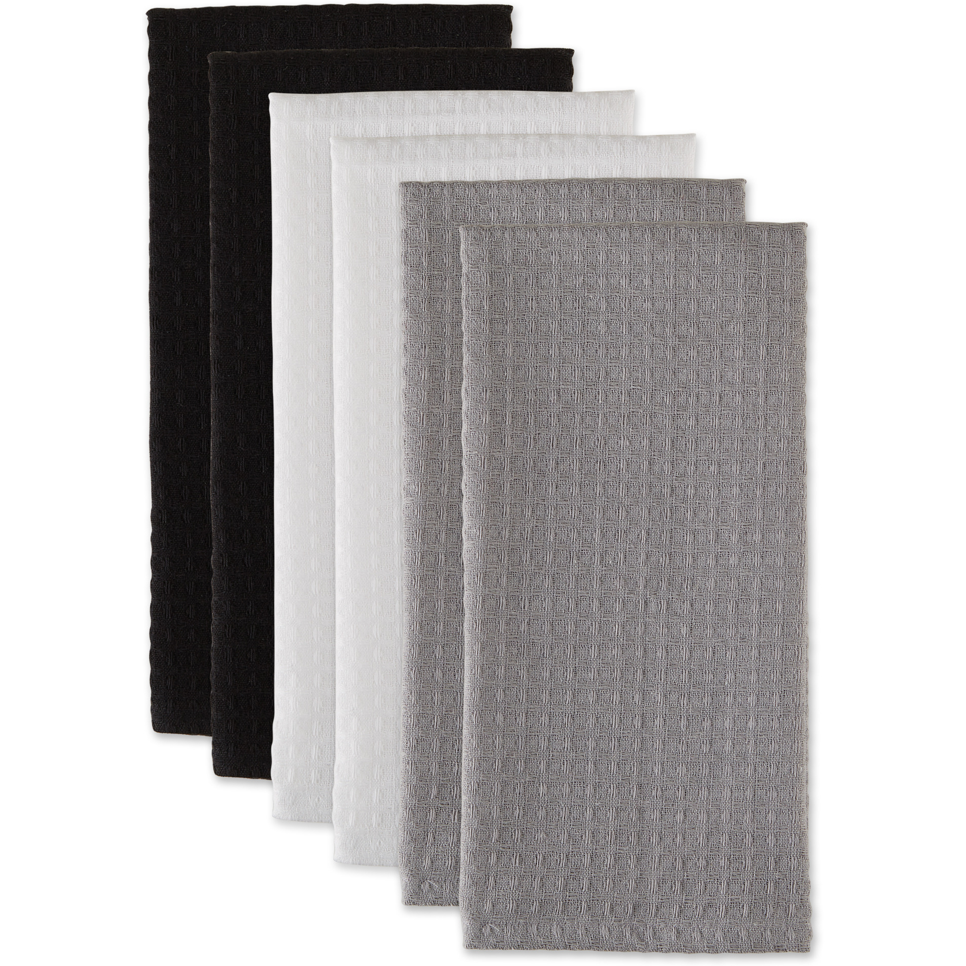 DII Asst Neutrals Recycled Cotton Waffle Dishtowel (Set of 6)