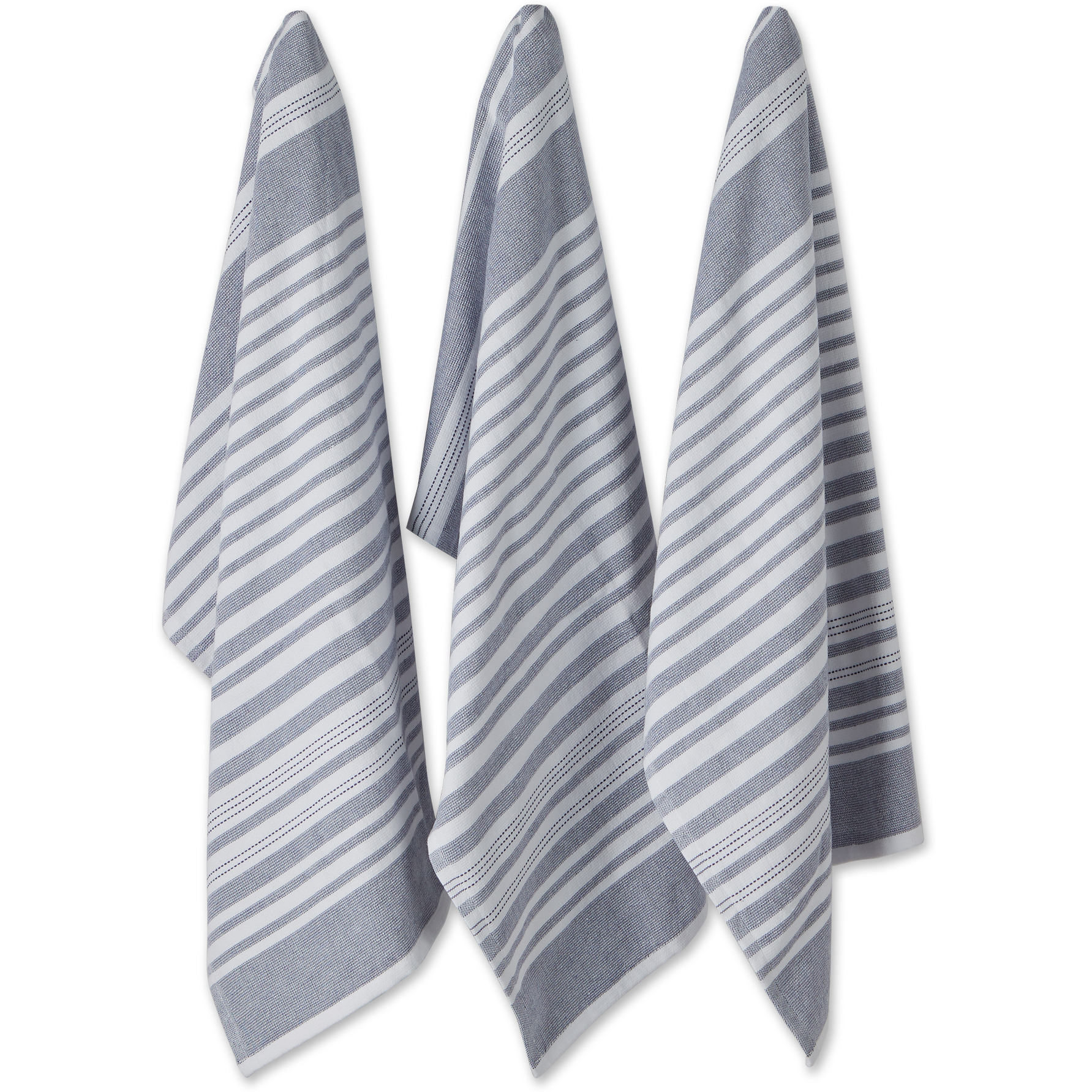 FRENCH BLUE FRENCH TERRY VARIEGATED STRIPE DISHTOWEL 3 PIECE