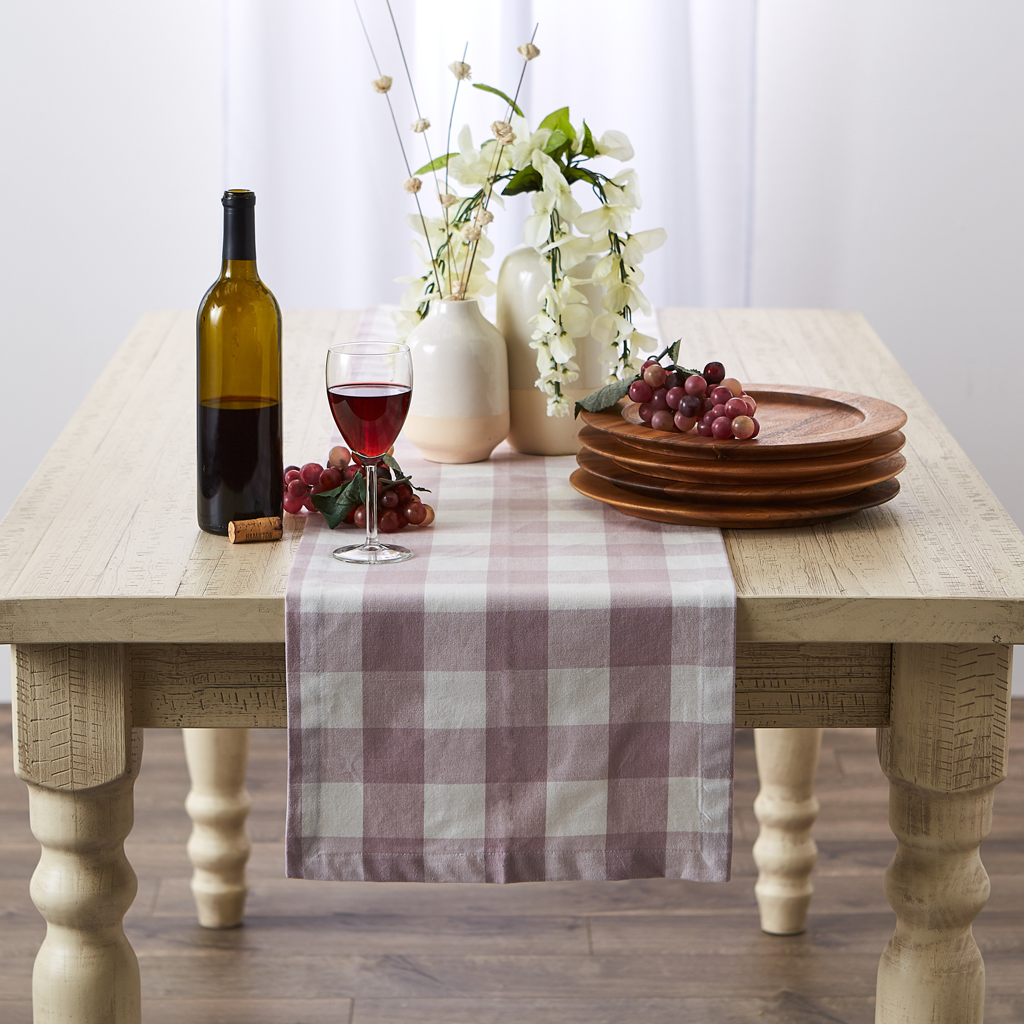 DII Dusty Lilac Buffalo Check Table Runner