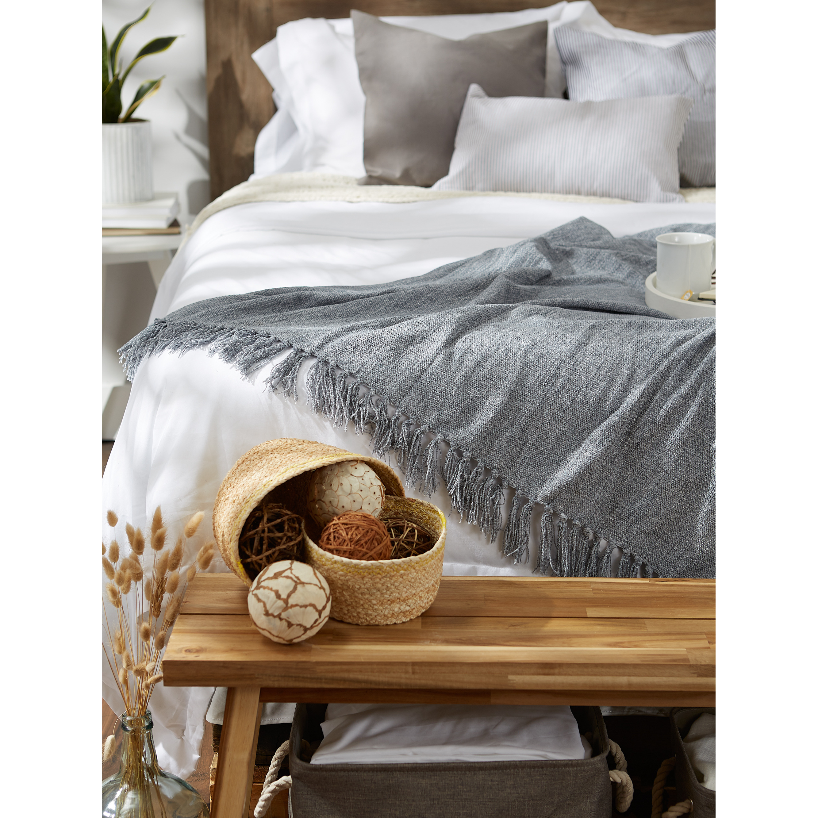 DII Soft Denim Blue Chenille Throw