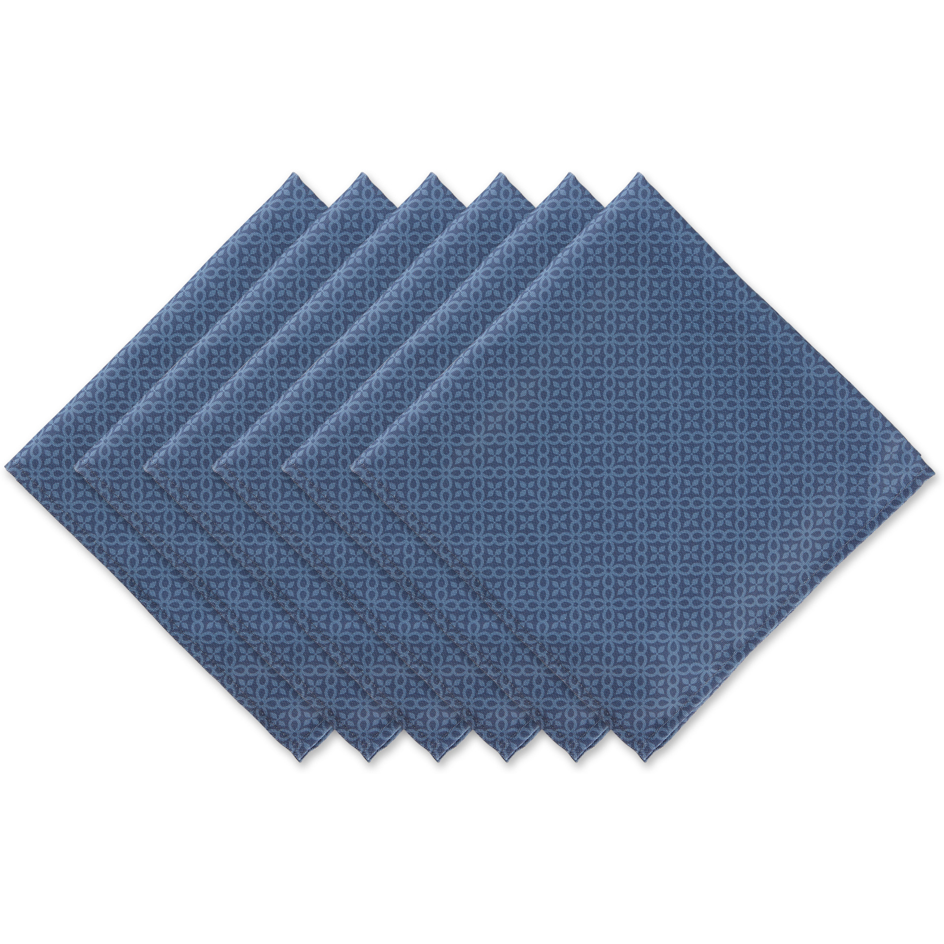 DII French Blue Tonal Lattice Print Outdoor Napkin (Set of 6)