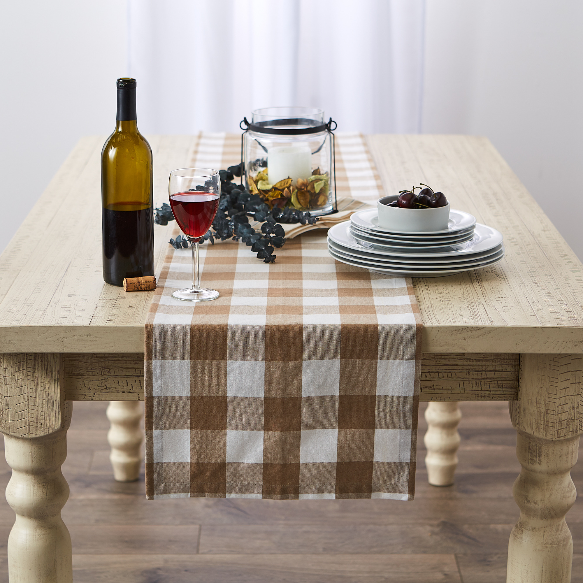 DII Stone Buffalo Check Table Runner
