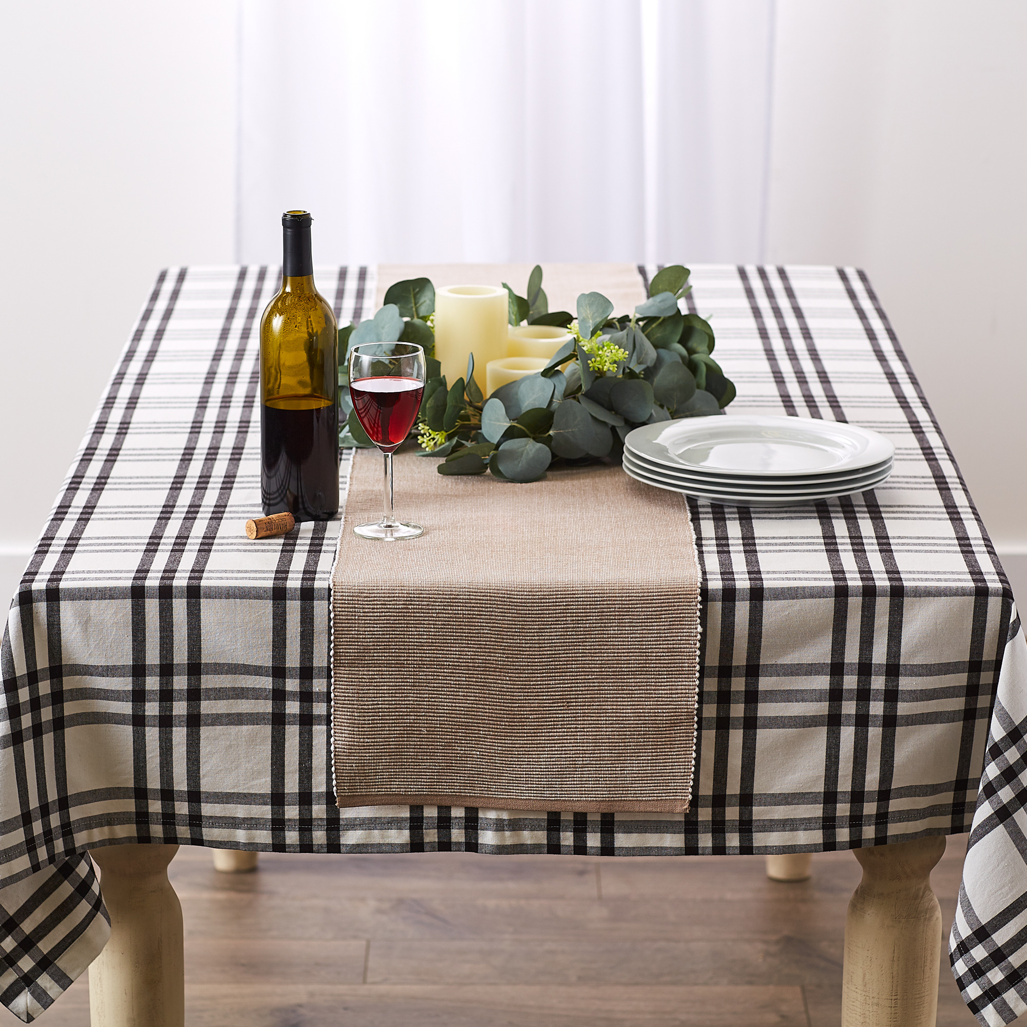 DII Stone & White 2-Tone Ribbed Table Runner